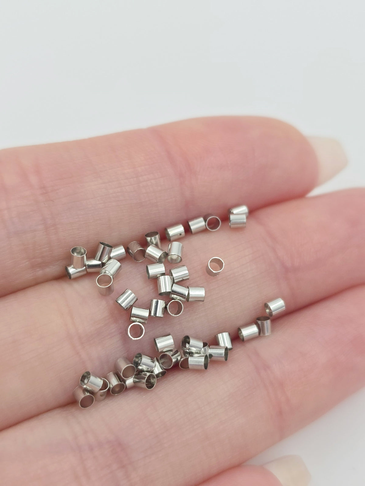 200 x 2mm Platinum Tone Tube Crimp Beads