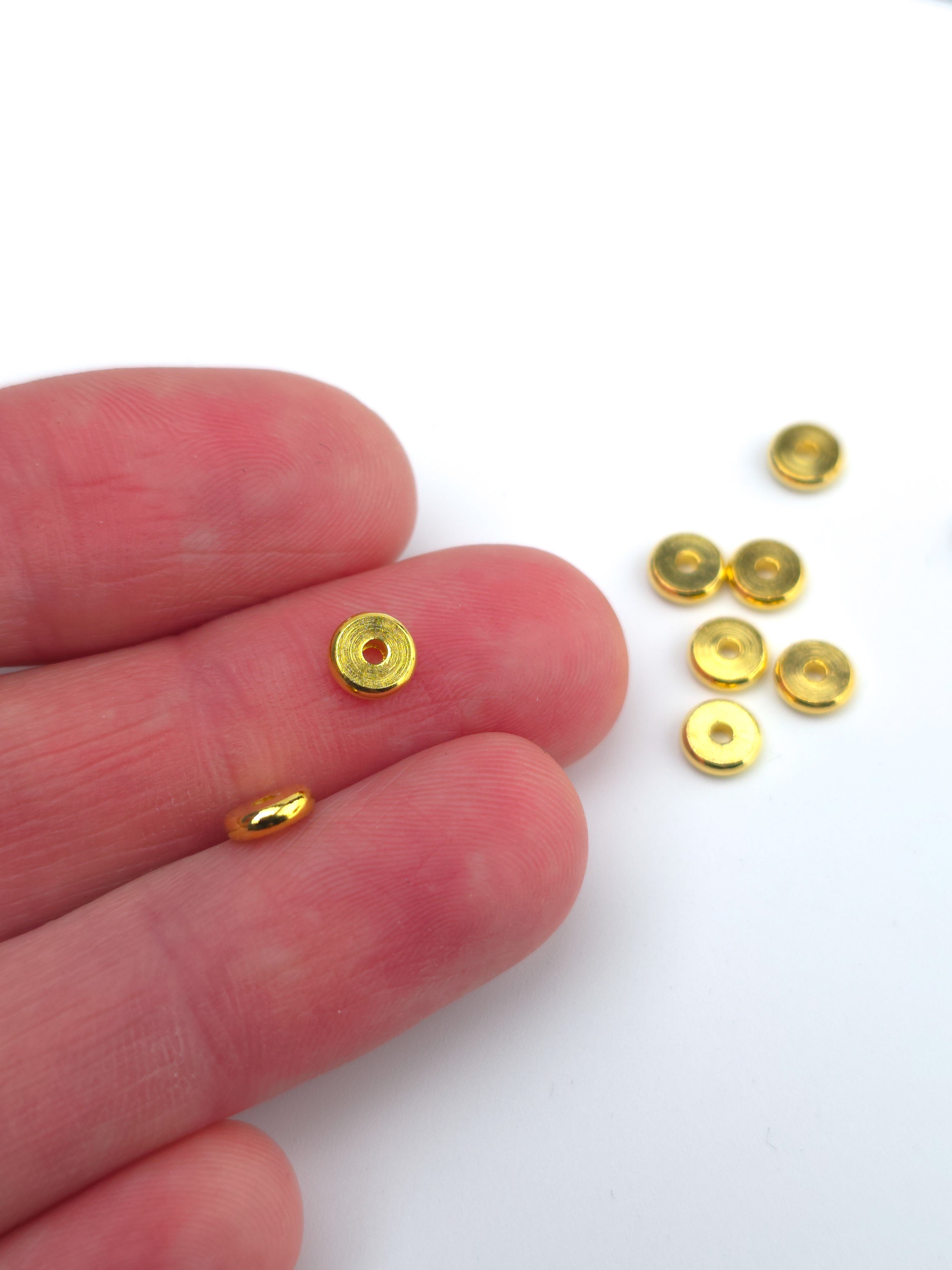 40 x Gold Tone Brass Round Wheel Beads, 6mm (0316)