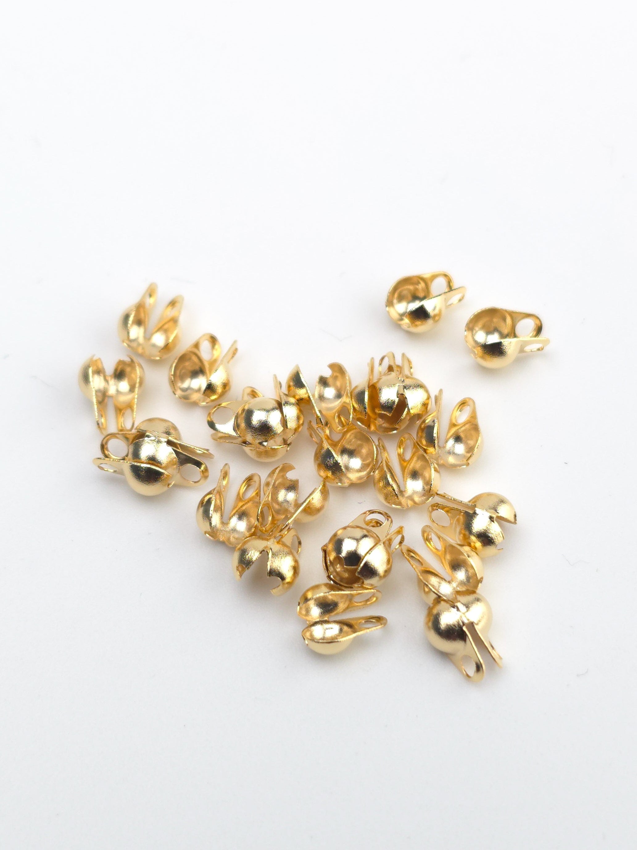 50 x 18K Gold Plated Steel Calotte Ends Bead Tips, 6.5x4.5mm (0311)