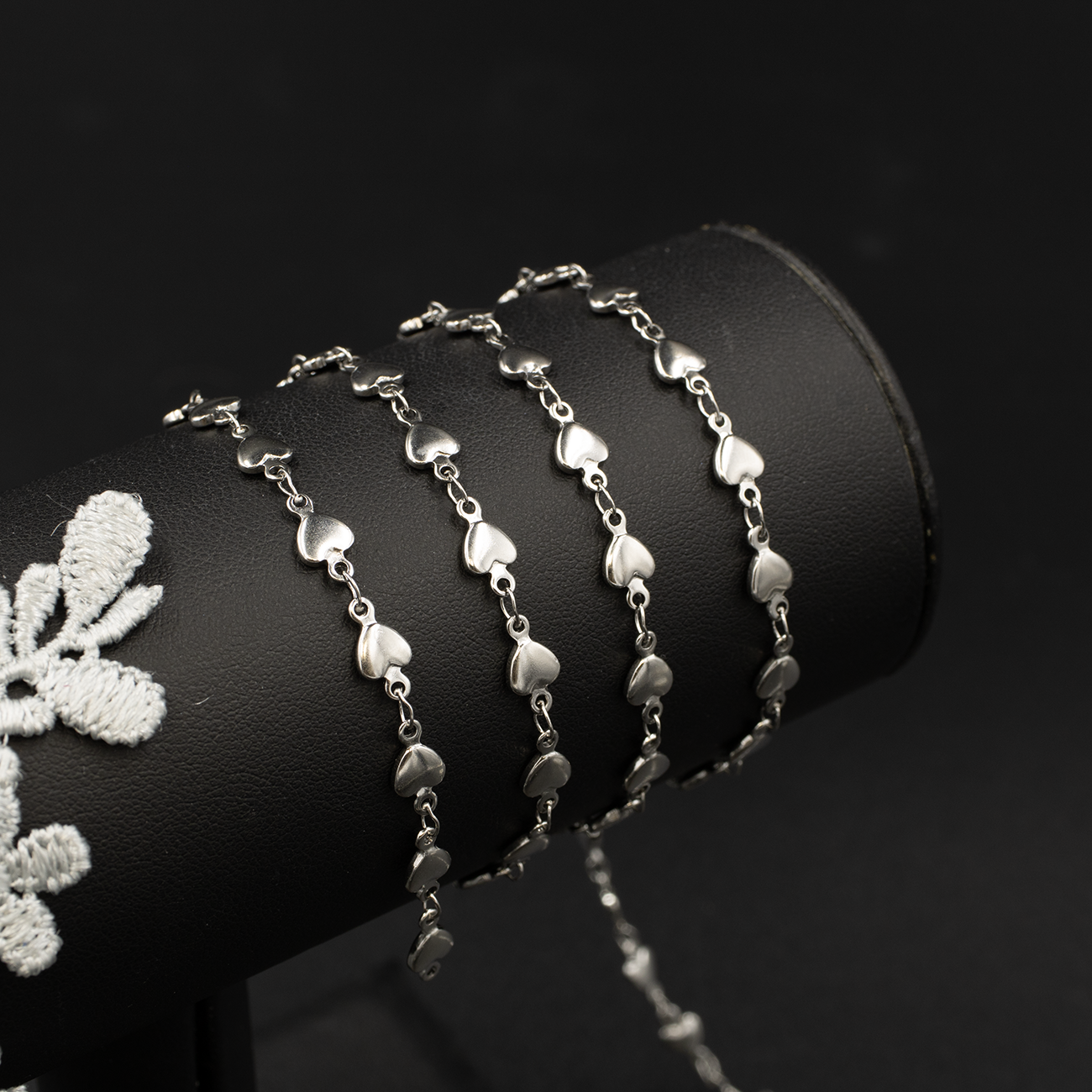 Stainless Steel Solid Heart Link Chain