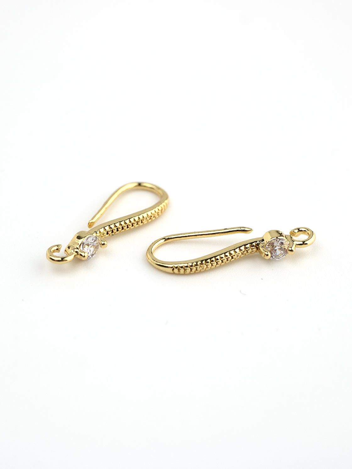 18K Gold Micro Pave Cubic Zirconia Earring Hooks (4058)