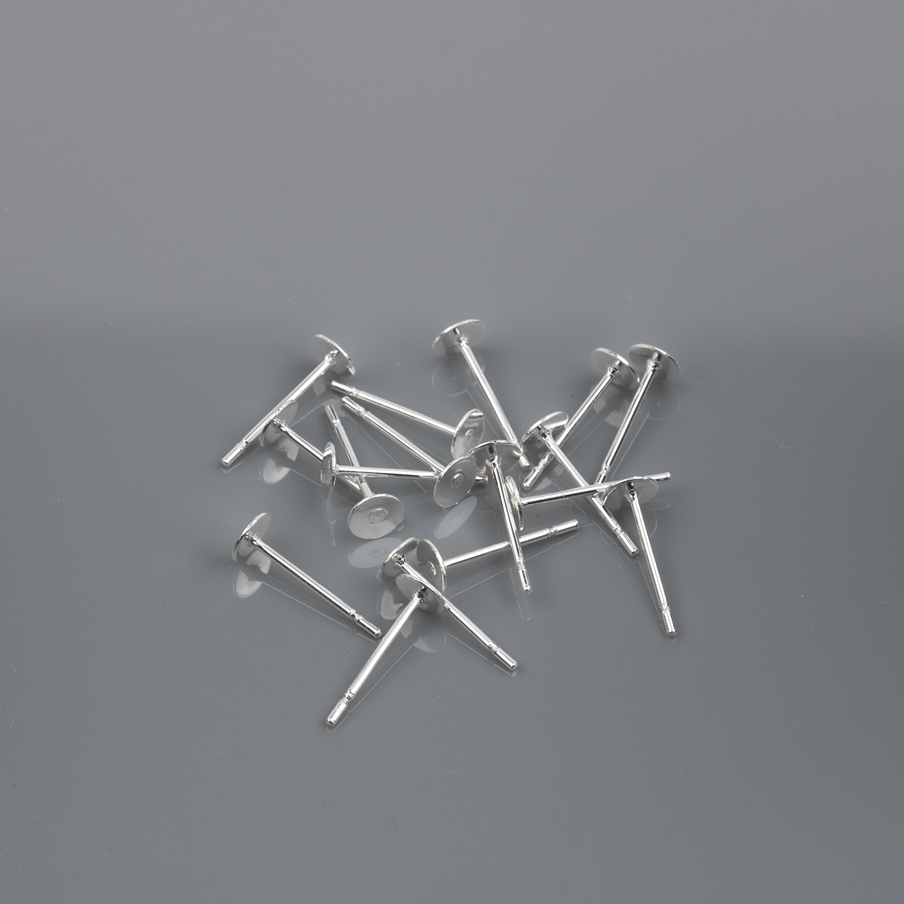10 pairs x 925 Sterling Silver Plated Stainless Steel Flat Pad Earring Posts, 12x4mm