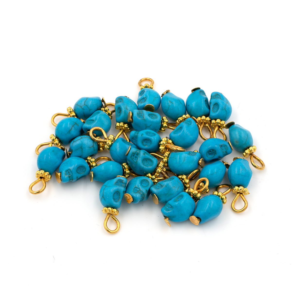20 x Turquoise Skull Charms, 15x6mm