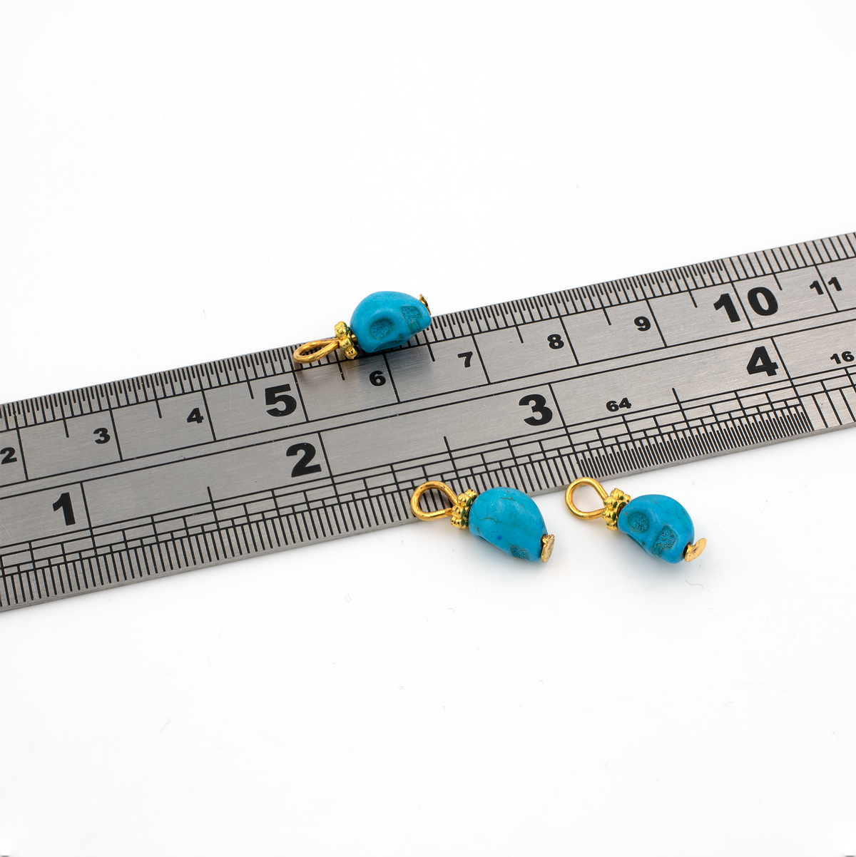 20 x Turquoise Skull Charms, 15x6mm