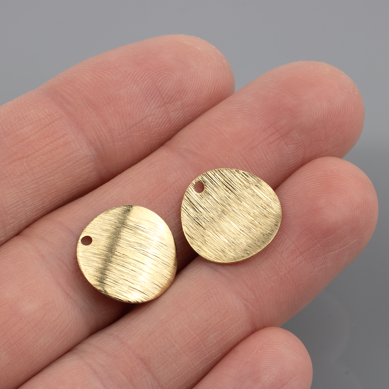 10 x Textured Brass Curved Coin Charms, 15mm