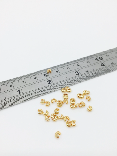 50 x 18K Gold Plated Crimp Bead Covers, 4mm (3346)