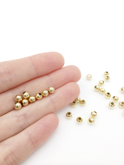 50 x Light 18K Gold Plated Round Spacer Beads, 5mm (0379)