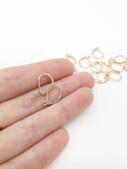 3 pairs x Rose Gold Plated Stainless Steel Leverback Earring Blanks, 16x10mm (0451)