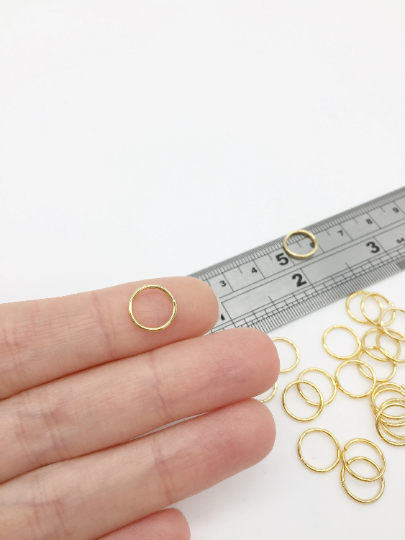 40 x 24K Gold Plated Stainless Steel Jump Rings, 18 Gauge, 10x1mm (0345)