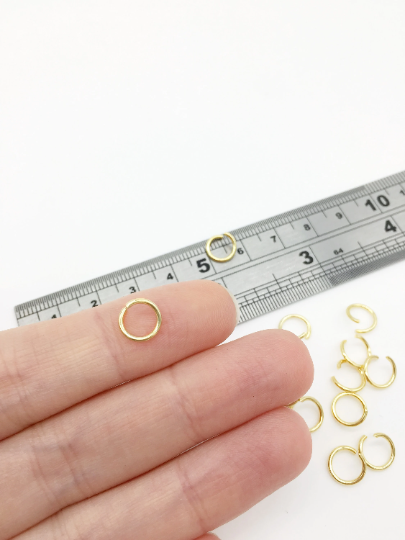 40 x 24K Gold Plated Stainless Steel Jump Rings, 8x1mm (3848)