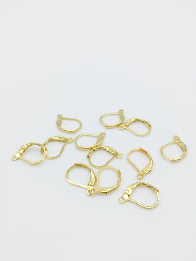 4 pairs x 24K Gold Plated Stainless Steel Leverback Earring Blanks, 15x10mm (0336)