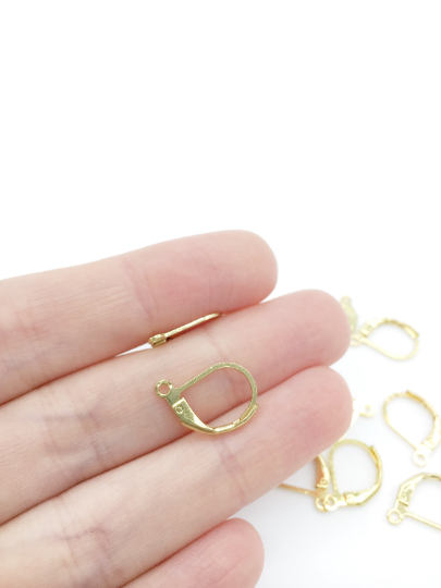 4 pairs x 24K Gold Plated Stainless Steel Leverback Earring Blanks, 15x10mm (0336)