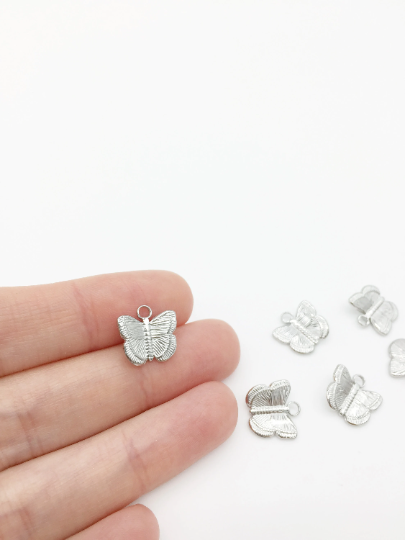 1 x Solid Stainless Steel Butterfly Pendant, 12.5x13mm (0301)