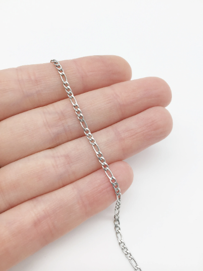 1 x Stainless Steel Figaro Chain, Gold or Silver Colour, 45cm / 17.7 inches (3895)