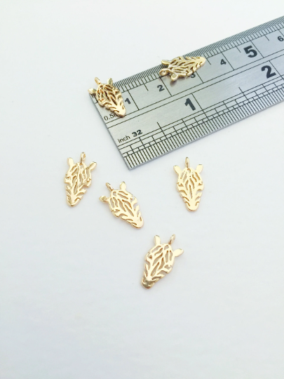 2 x 18K Gold Plated Brass Zebra Charms, 15x8mm
