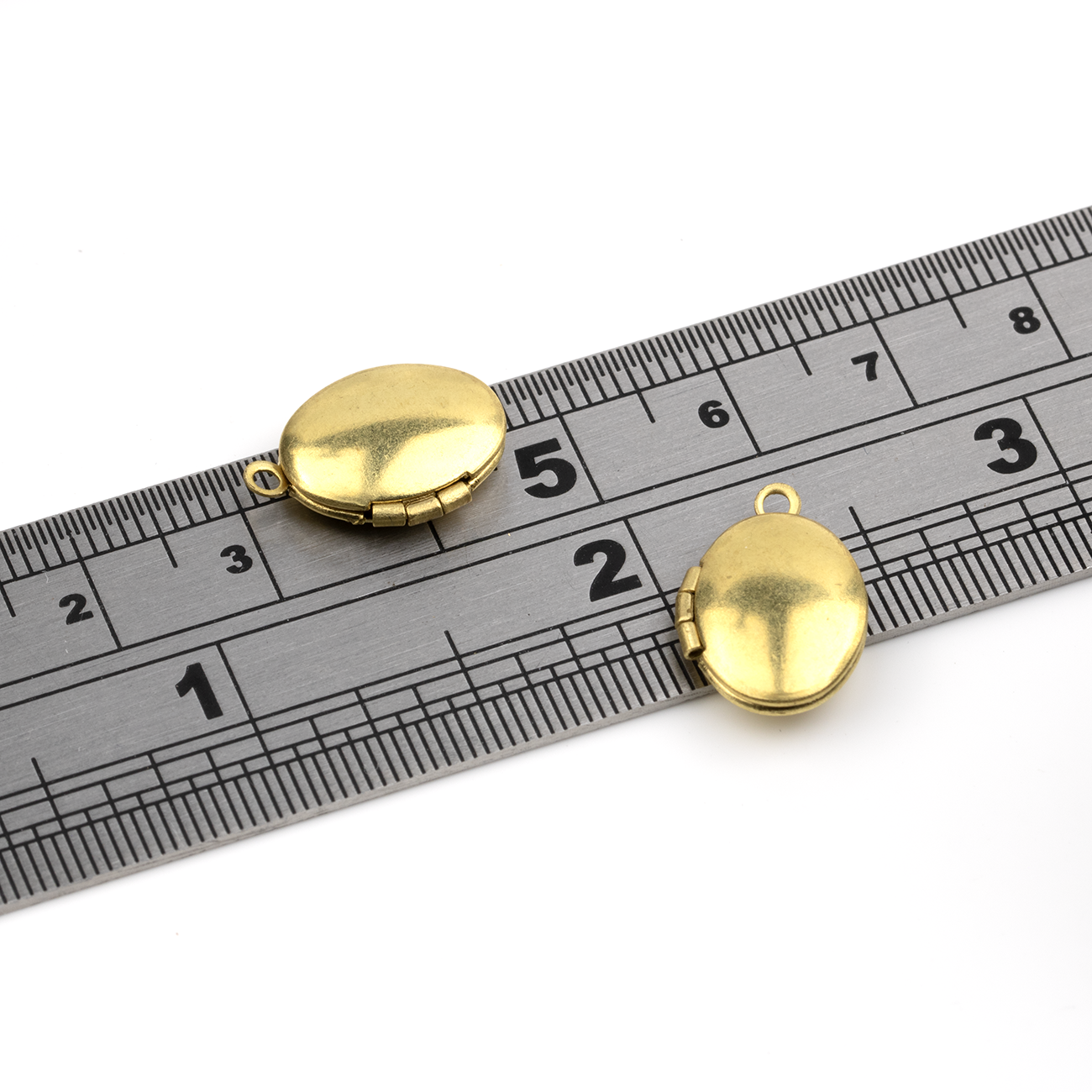 5 x Oval Brass Locket Charms, 16x11mm