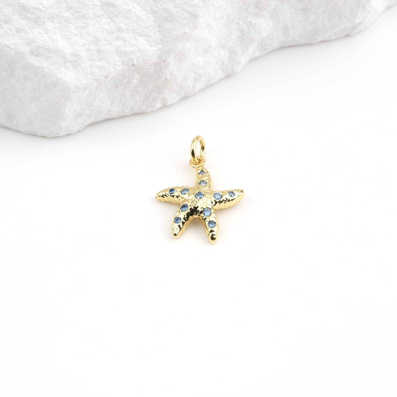 1 x 18K Gold Plated Starfish Charm with CZ, 17x15mm