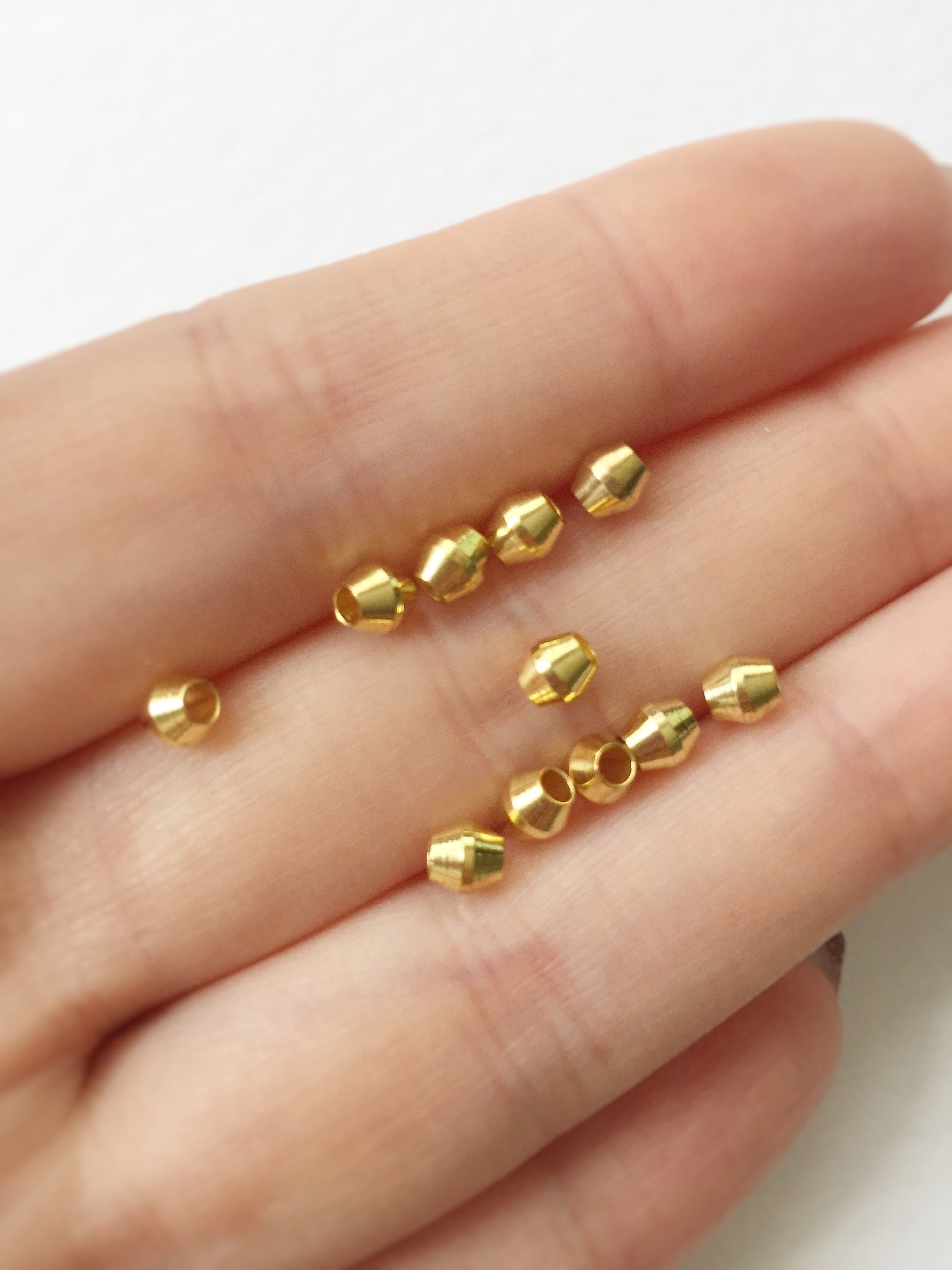 50 x Brass Bicone Spacer Beads Brass Bicone Beads Smooth Bicone Beads Bicone Spacers Gold Bicones Bracelet Beads Jewelry Supply