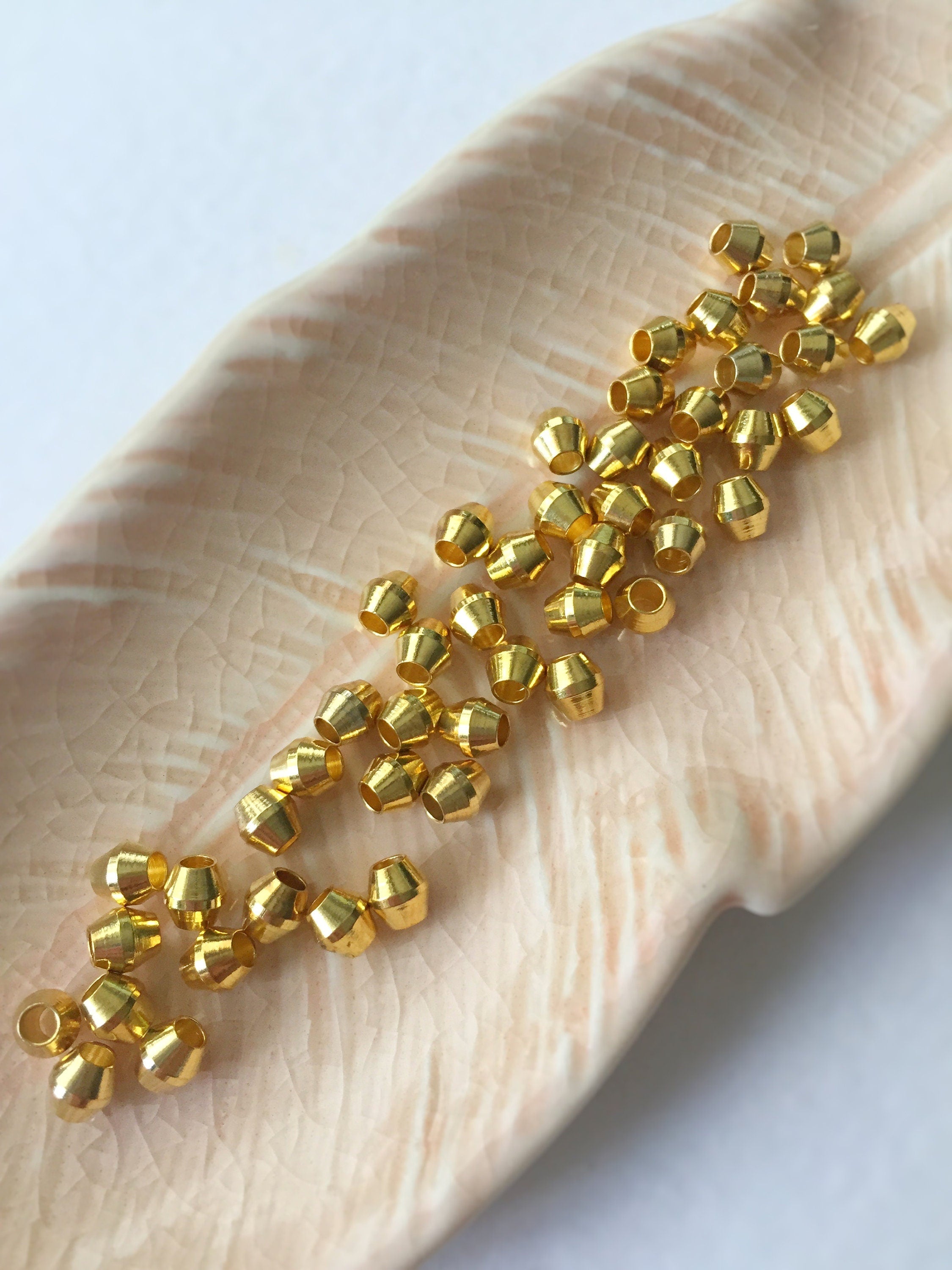 50 x Brass Bicone Spacer Beads Brass Bicone Beads Smooth Bicone Beads Bicone Spacers Gold Bicones Bracelet Beads Jewelry Supply