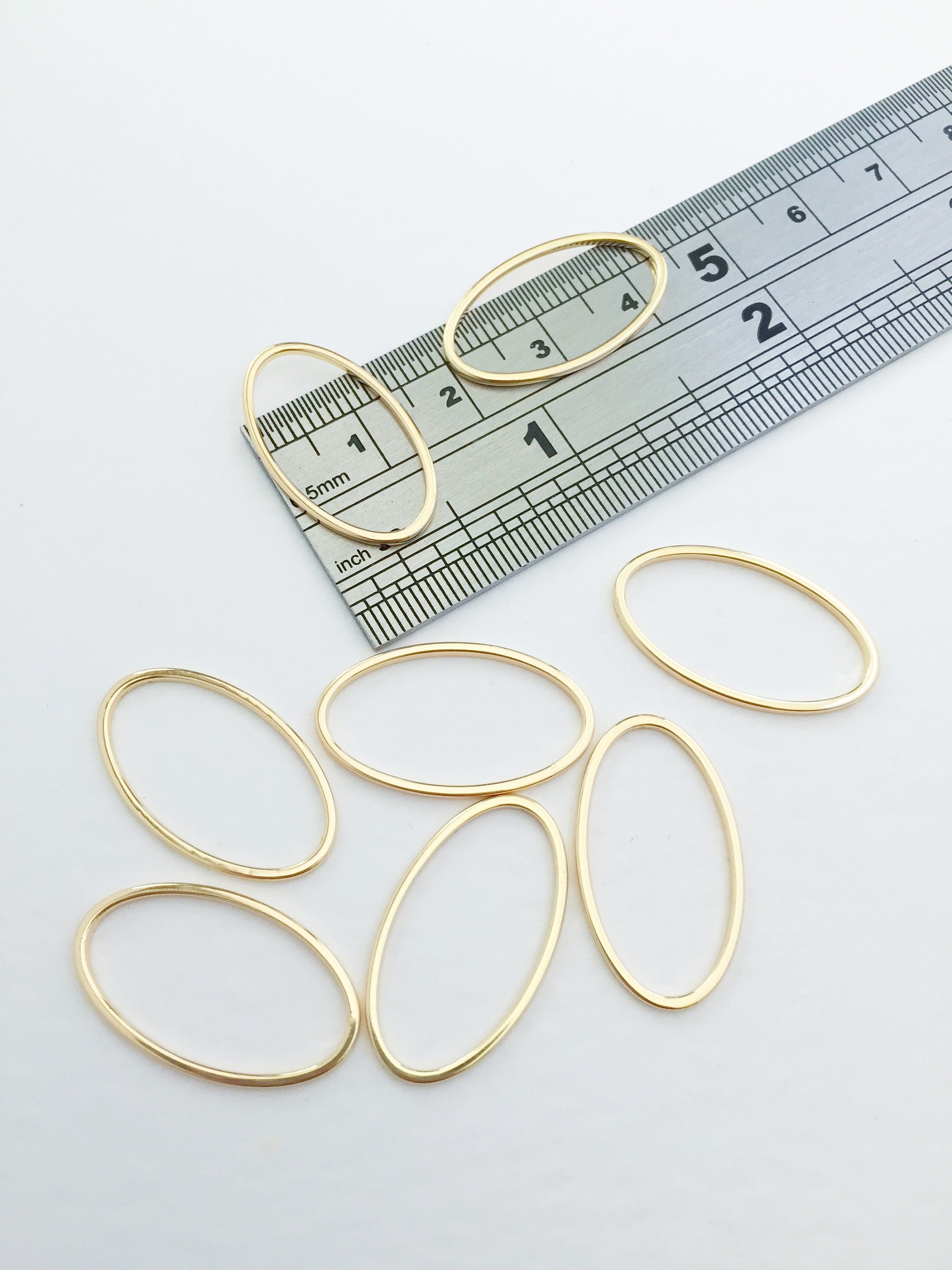4 x 18K Gold Plated Open Oval Connectors, 24x14mm (0201)