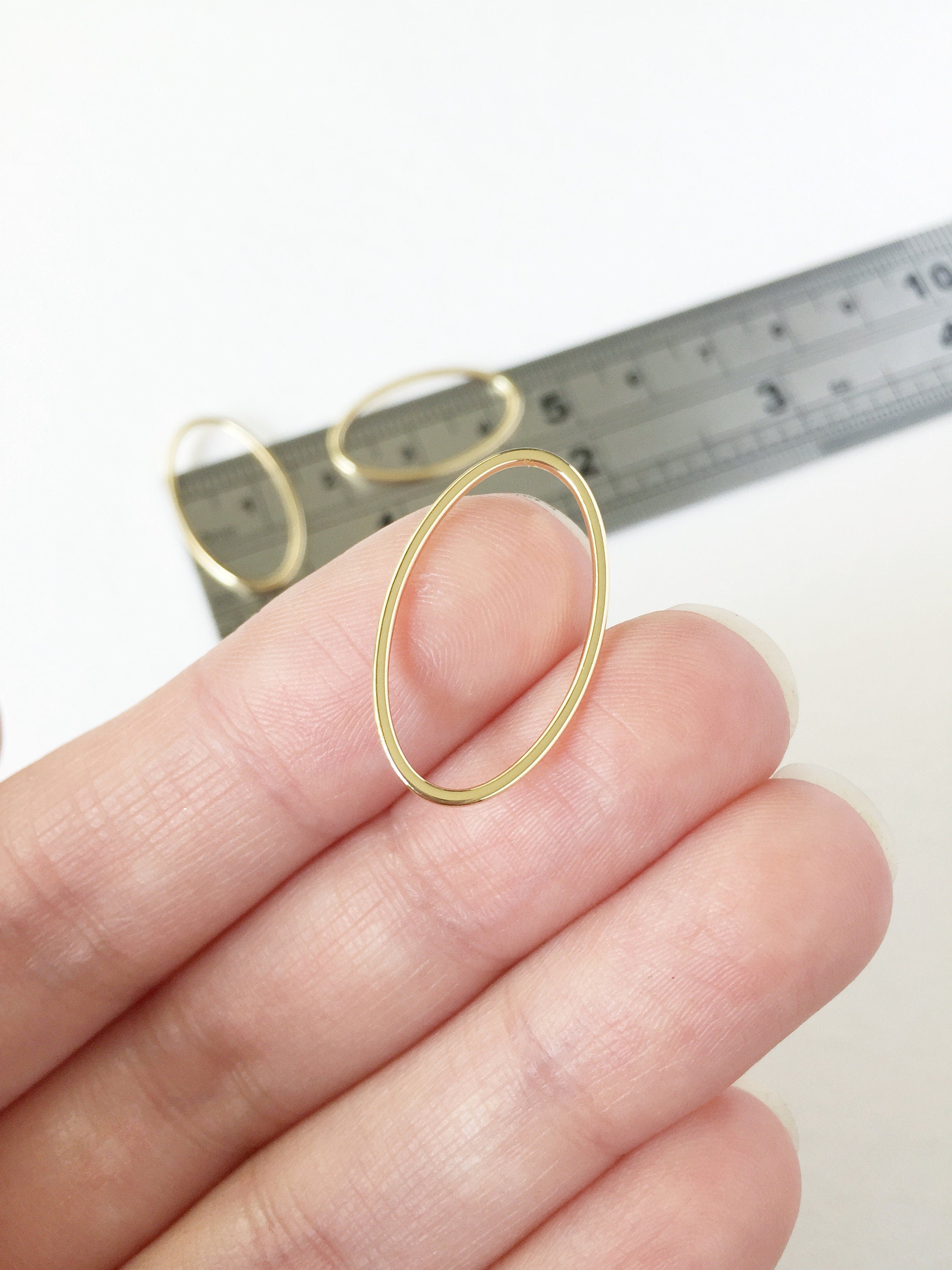 4 x 18K Gold Plated Open Oval Connectors, 24x14mm (0201)