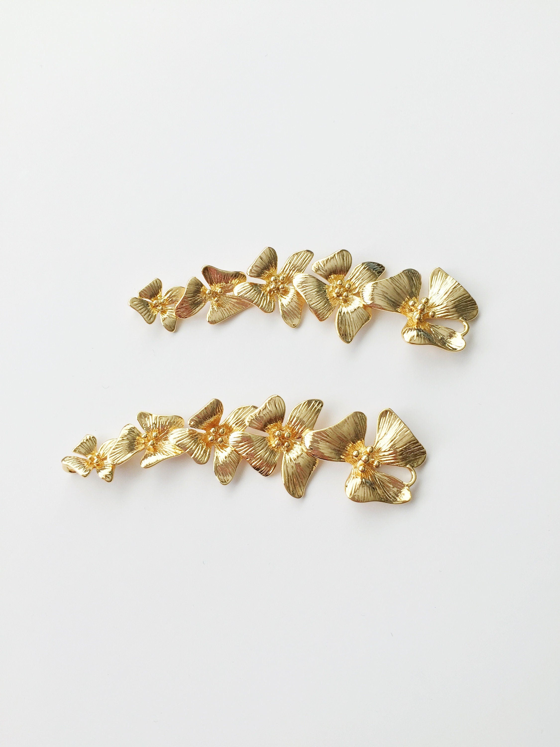 2 x 18K Gold Plated Cascading Orchid Connectors, 58x15mm (0669)