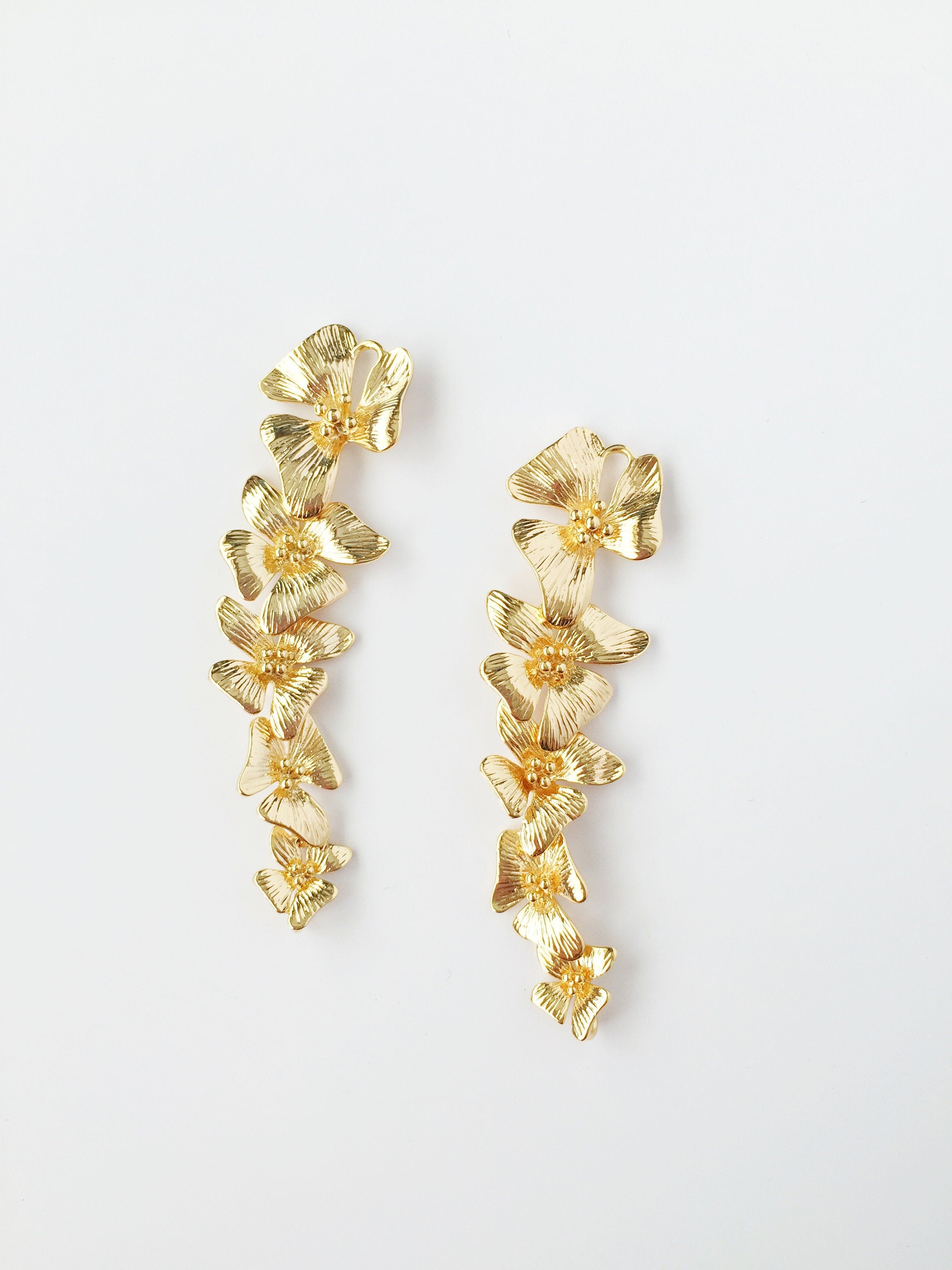 2 x 18K Gold Plated Cascading Orchid Connectors, 58x15mm (0669)