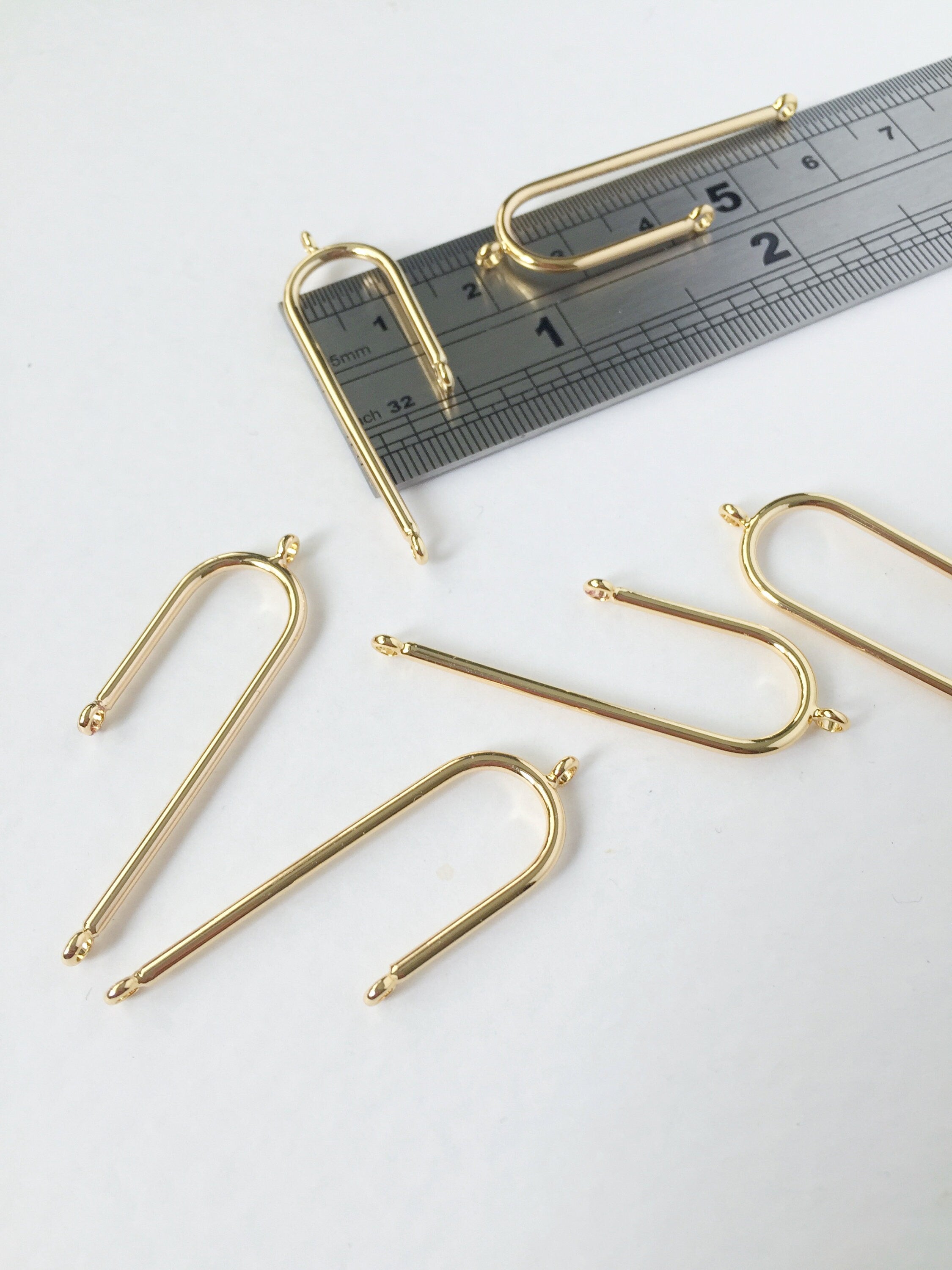 2 x 18K Gold Plated Asymmetric Connectors, 41x12mm