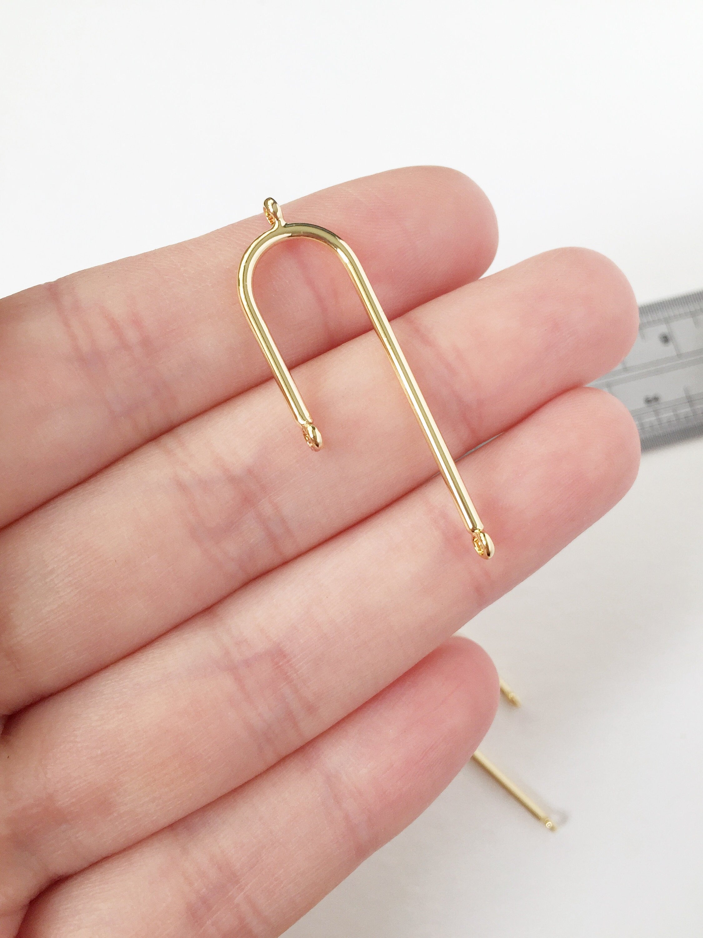 2 x 18K Gold Plated Asymmetric Connectors, 41x12mm