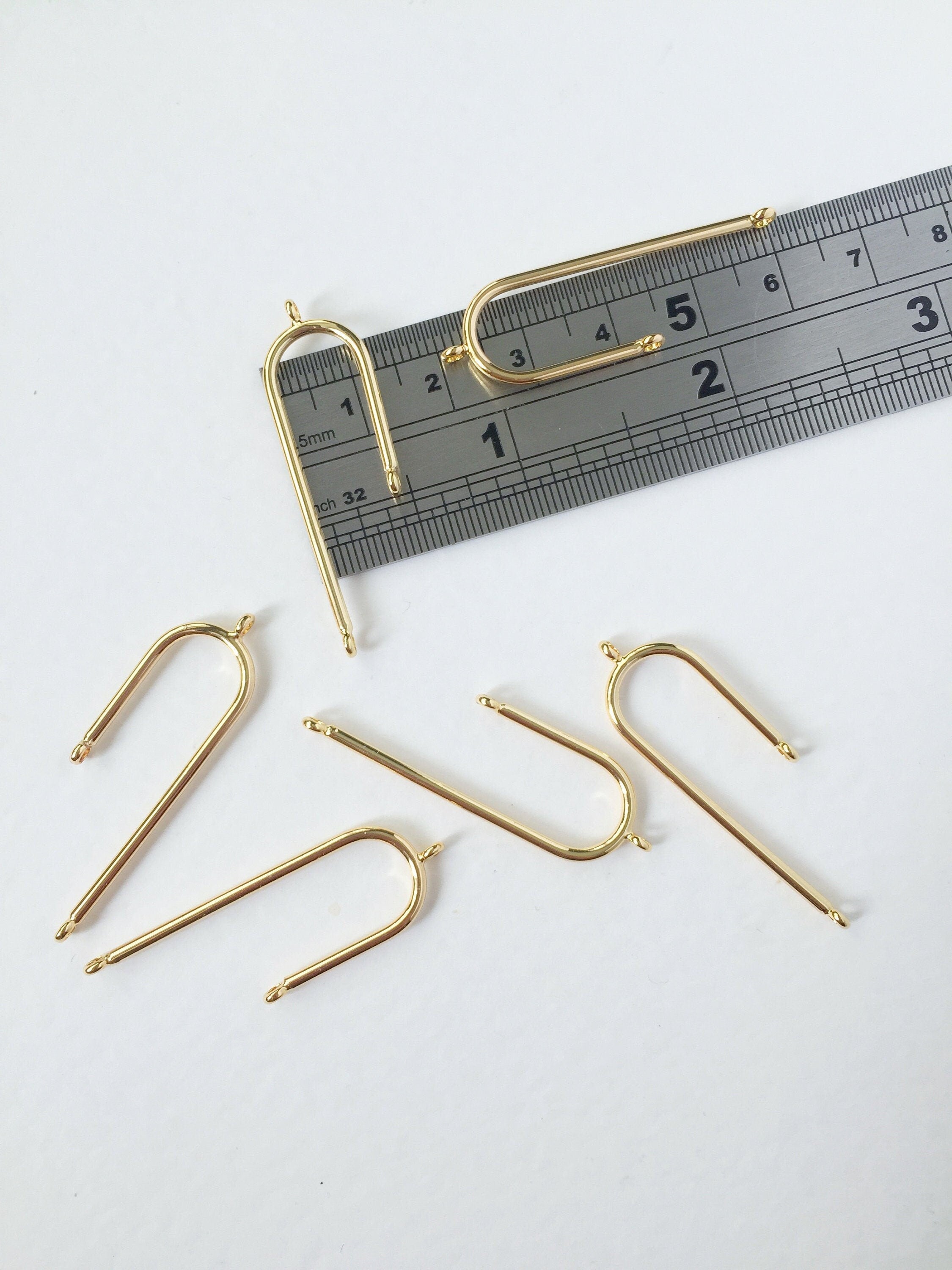 2 x 18K Gold Plated Asymmetric Connectors, 41x12mm