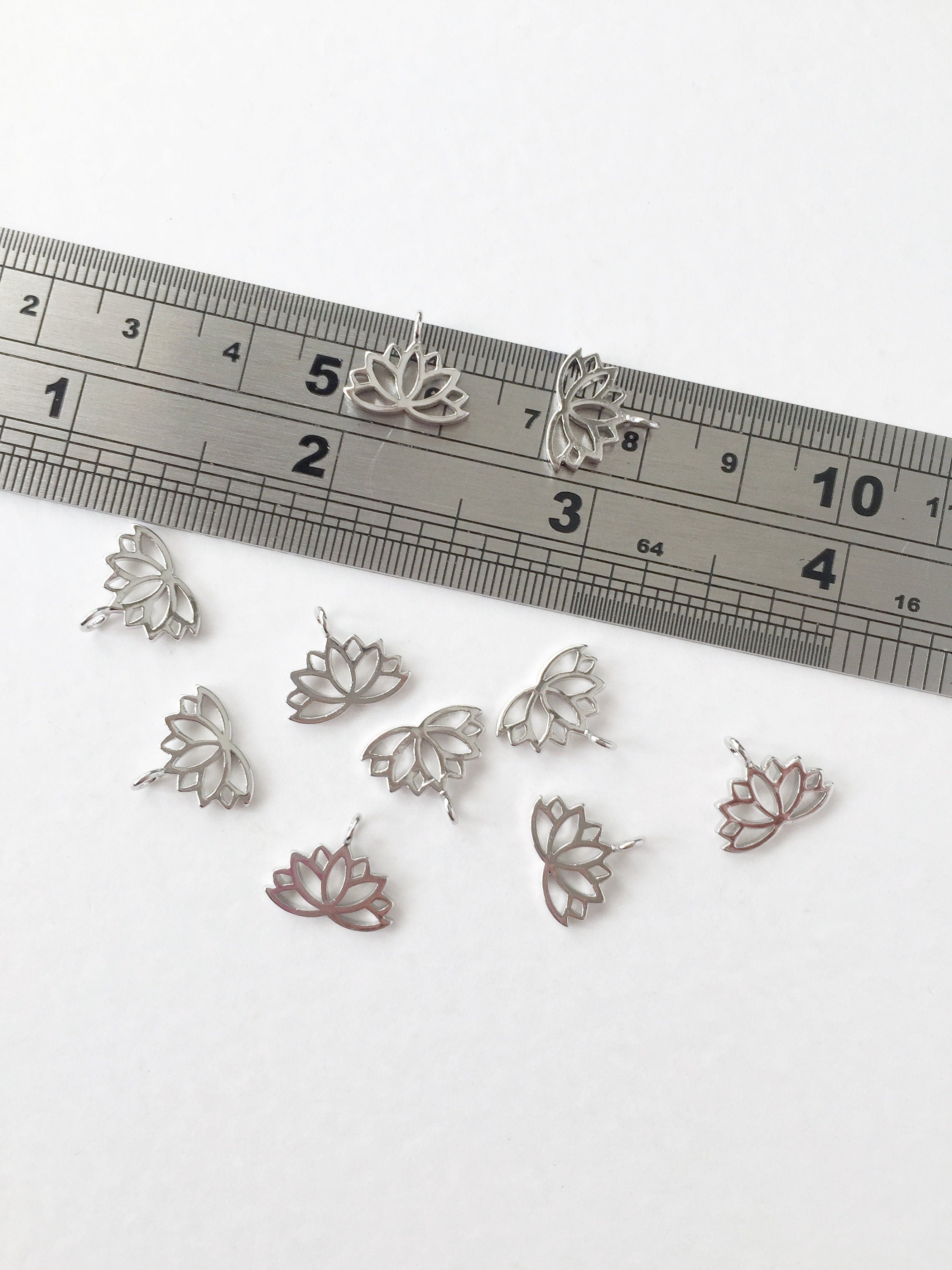 1 x Real Platinum Plated Lotus Charms, 11x12.5mm (0117P)