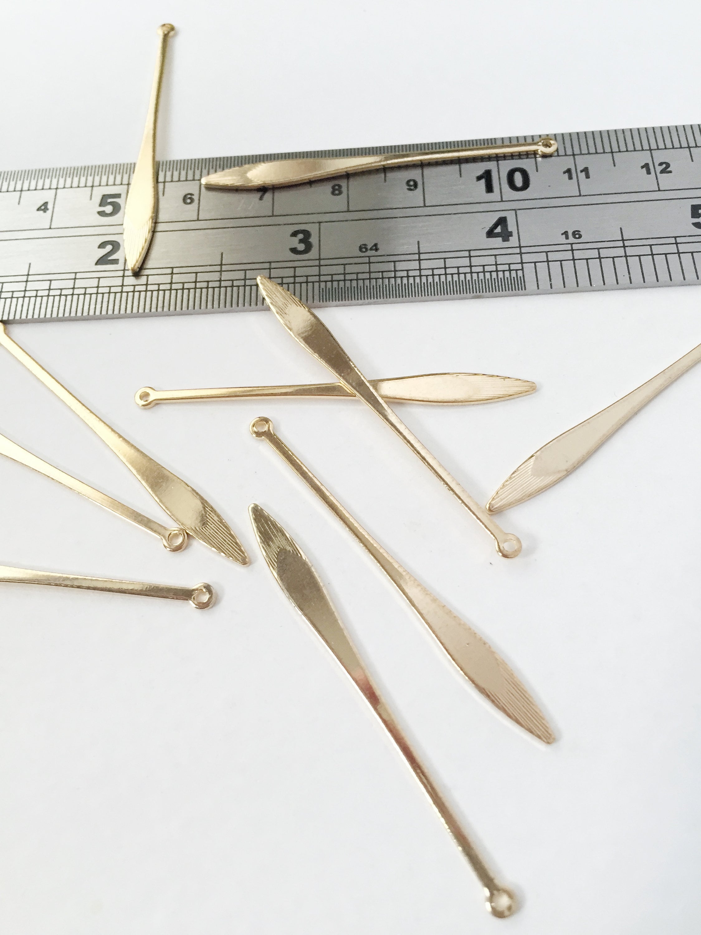 4 x 18K Gold Plated Bar Pendants, 48x4mm (0169)