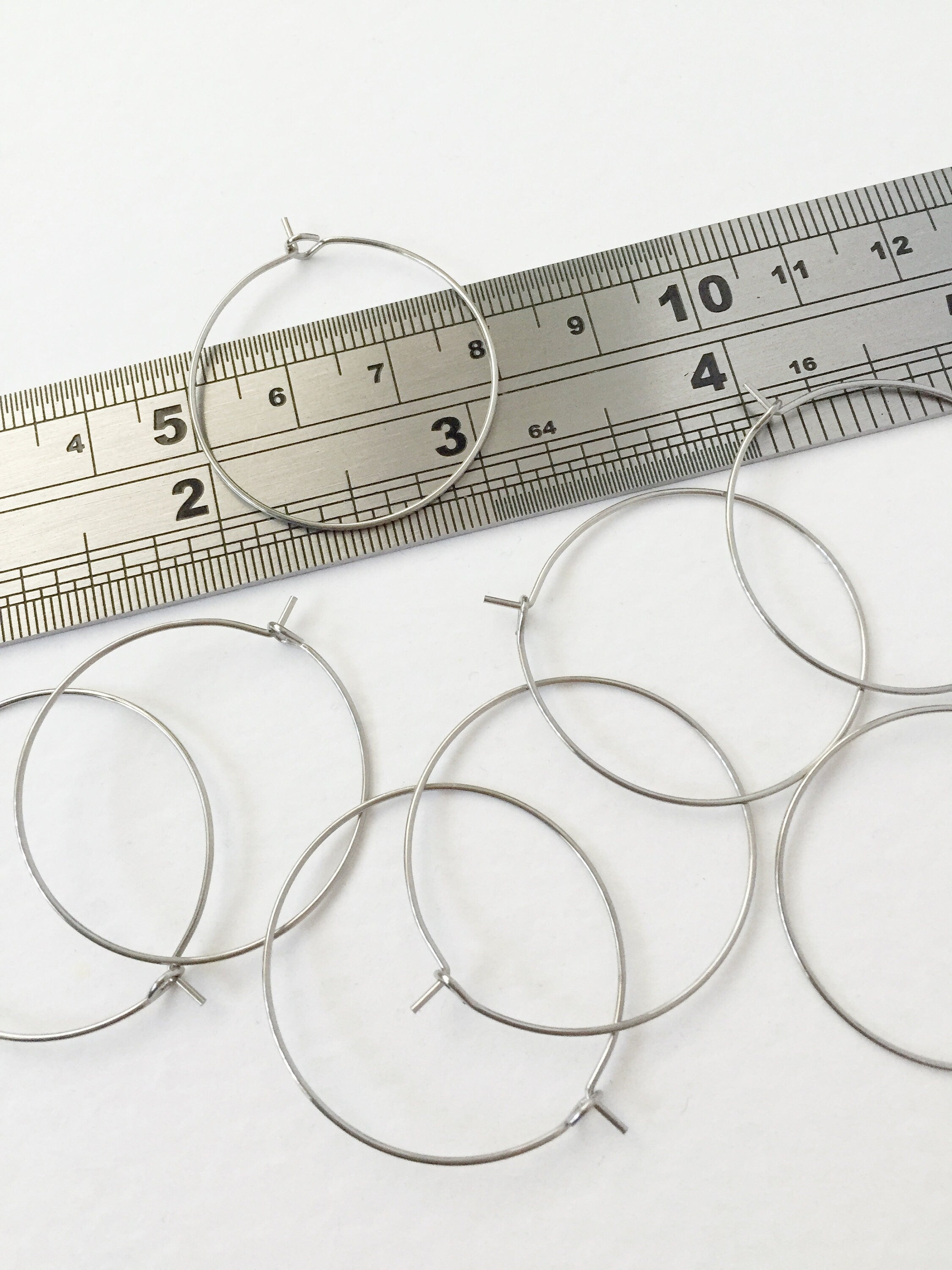 5 pairs x Stainless Steel Hoop Earring Wire, 30x35mm Beadable Earring Hoops (3122)