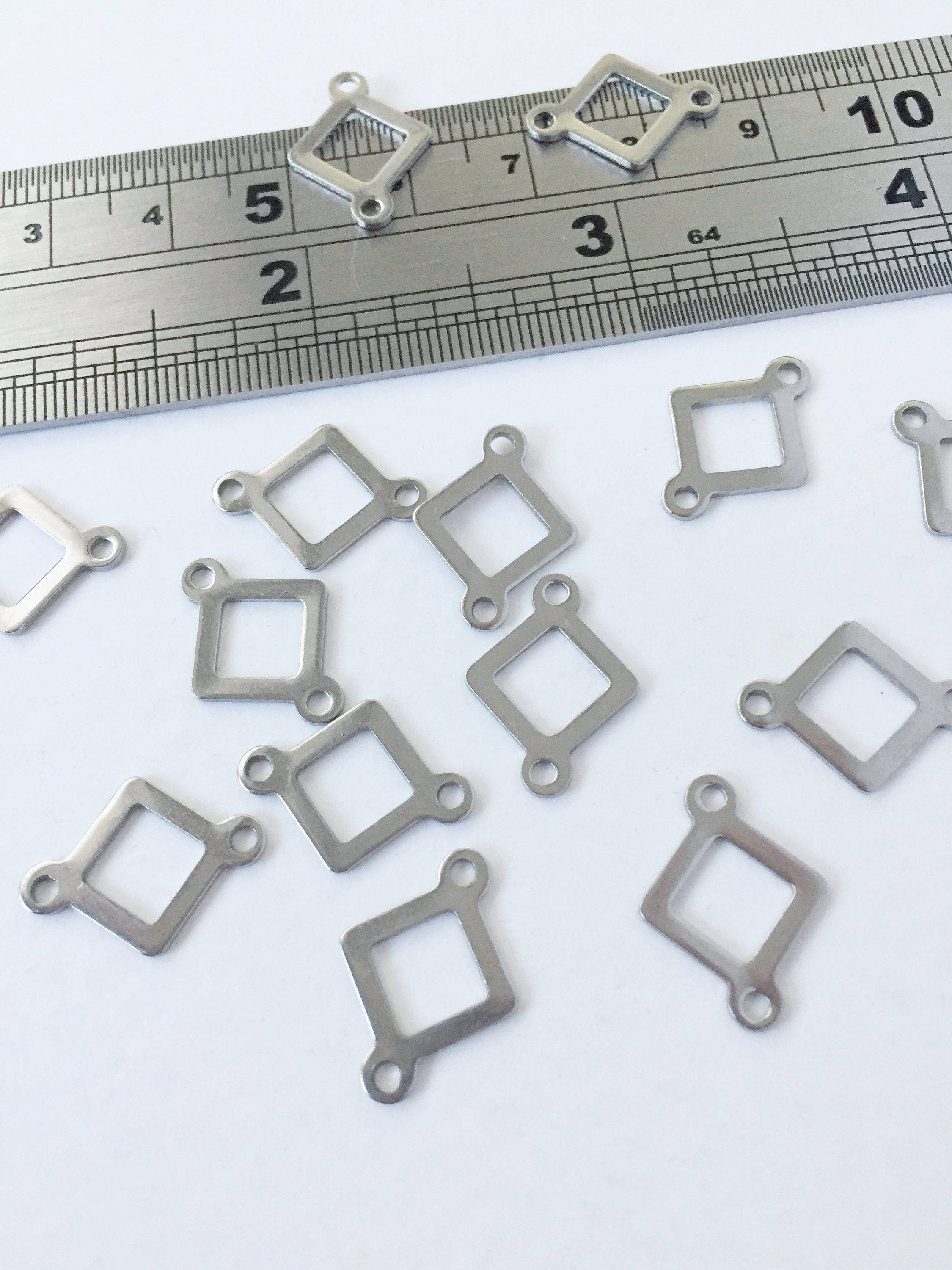 10 x Stainless Steel Rhombus Connectors, 16.5x12.5mm Open Rhombus Links (0347)
