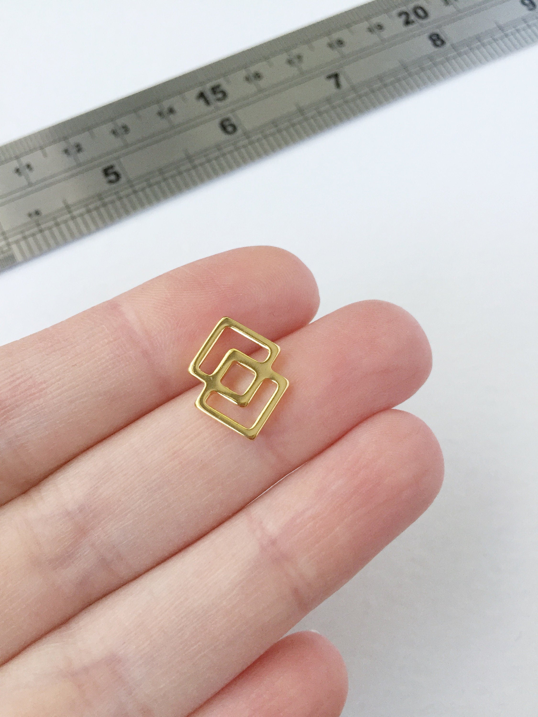 8 x Gold Stainless Steel Double Rhombus Connectors, 11x16mm (0804G)