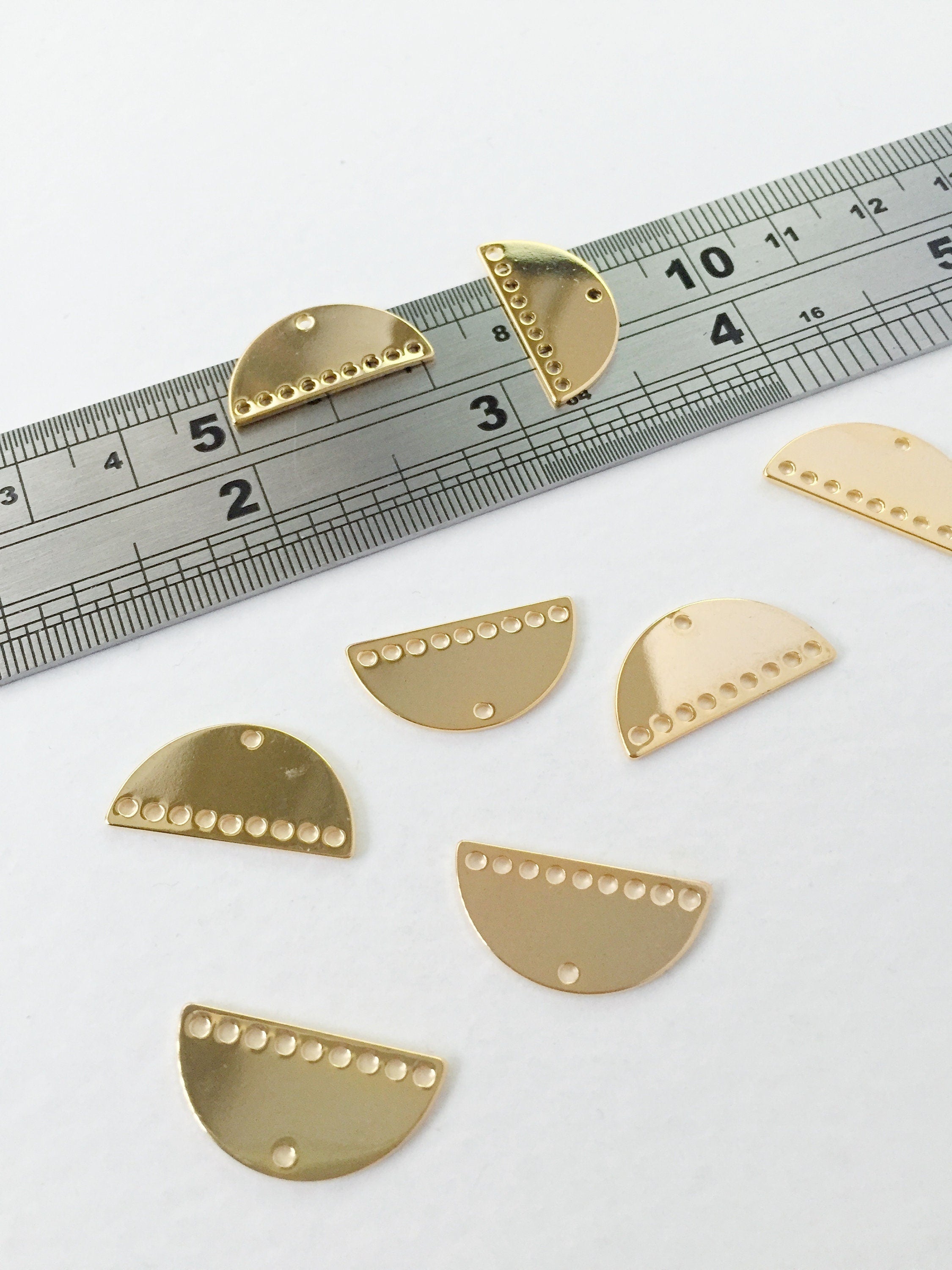 2 x 18K Gold Plated Semi Circle Multiloop Connectors, 21x11mm (0453)