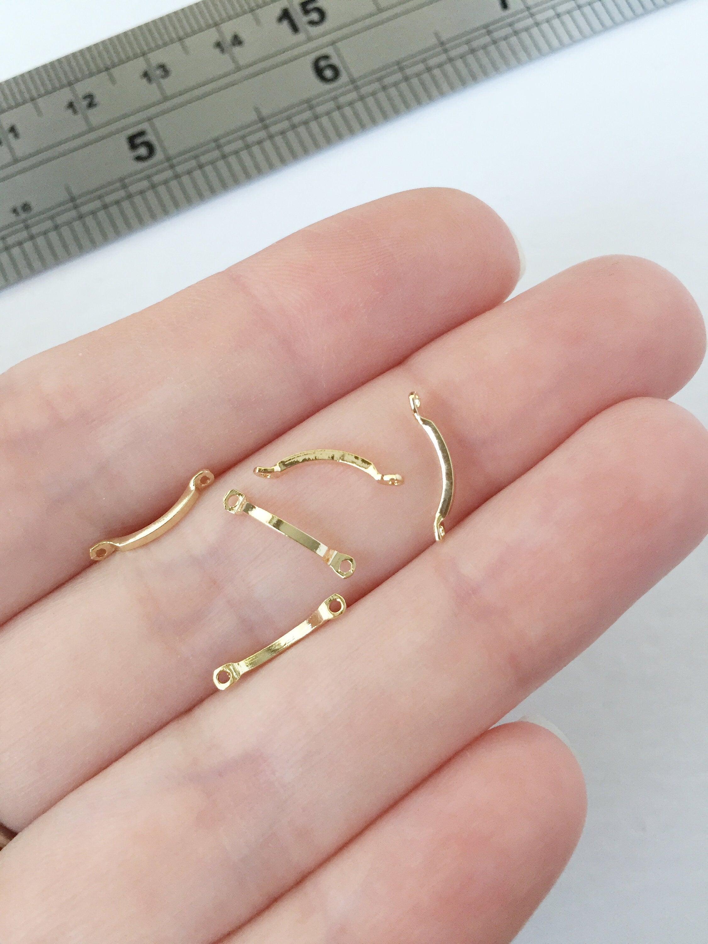 10 x Tiny 18K Gold Plated Bridge Connectors, 12x1mm Gold Arch Links (0356)