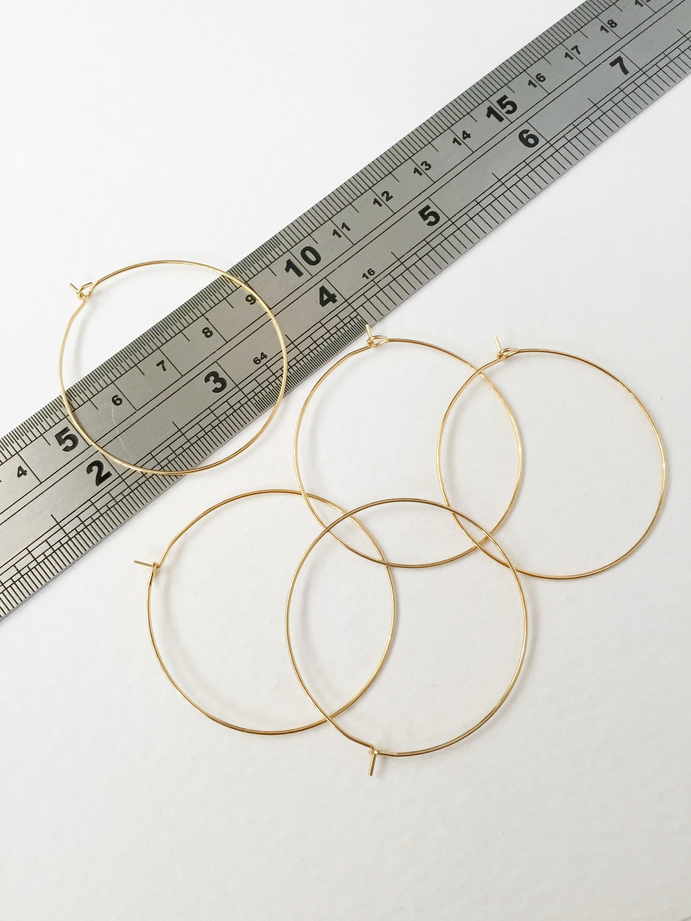 3 pairs x Gold Plated Stainless Steel Hoop Earring Wire, 40x45mm (3100)