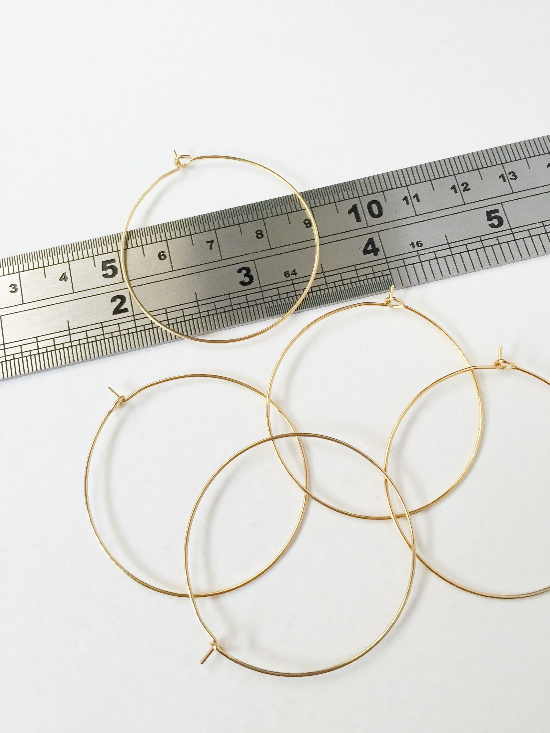 3 pairs x Gold Plated Stainless Steel Hoop Earring Wire, 40x45mm (3100)