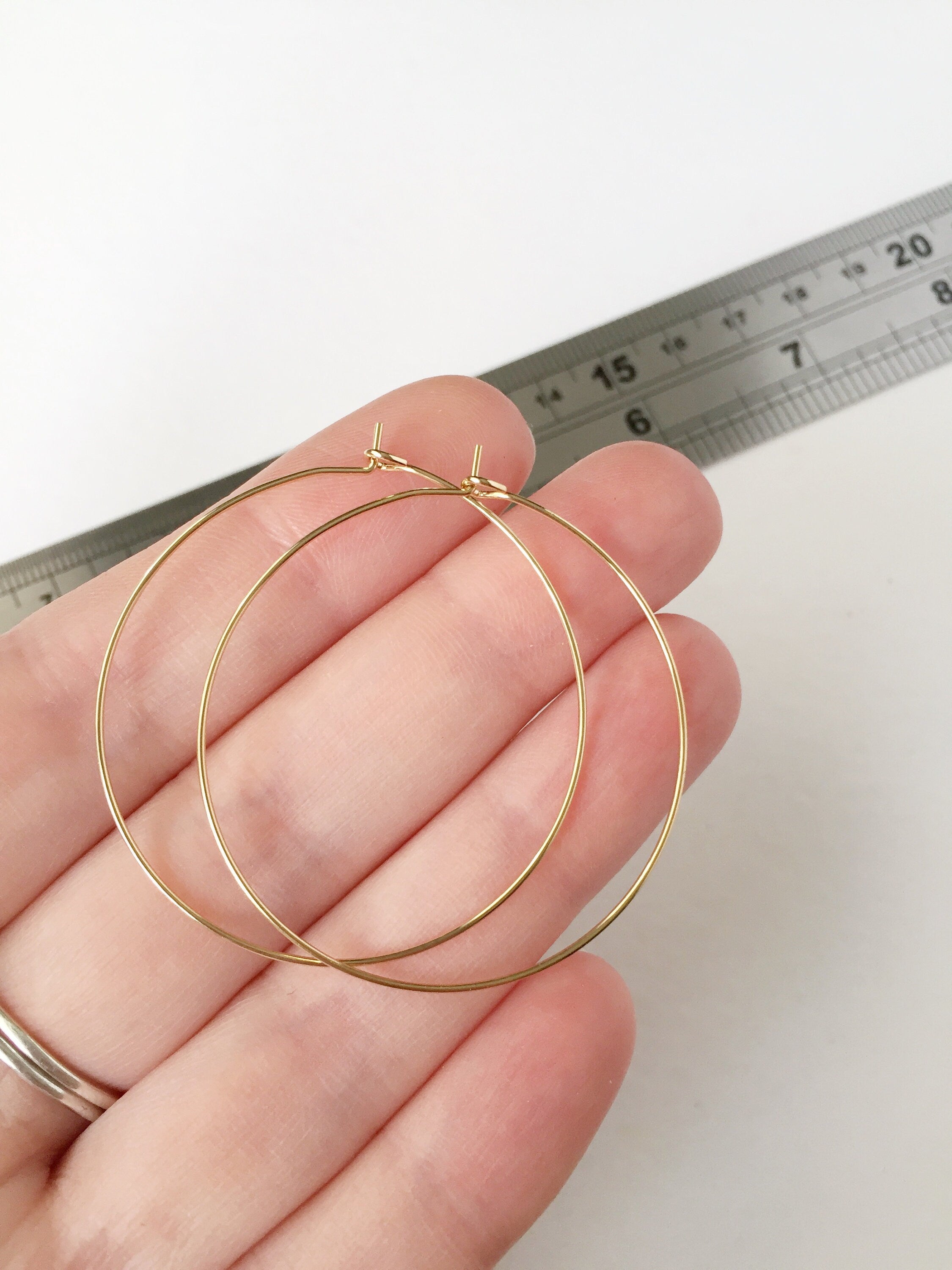 3 pairs x Gold Plated Stainless Steel Hoop Earring Wire, 40x45mm (3100)