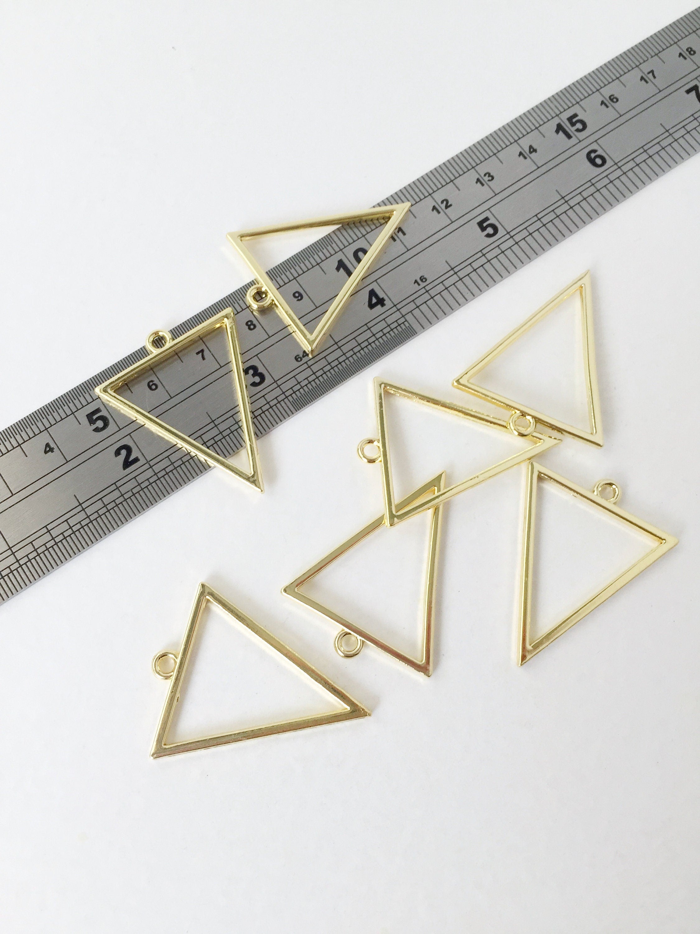 4 x Gold Open Back Triangle Bezel Pendants, 28x35mm (1493)