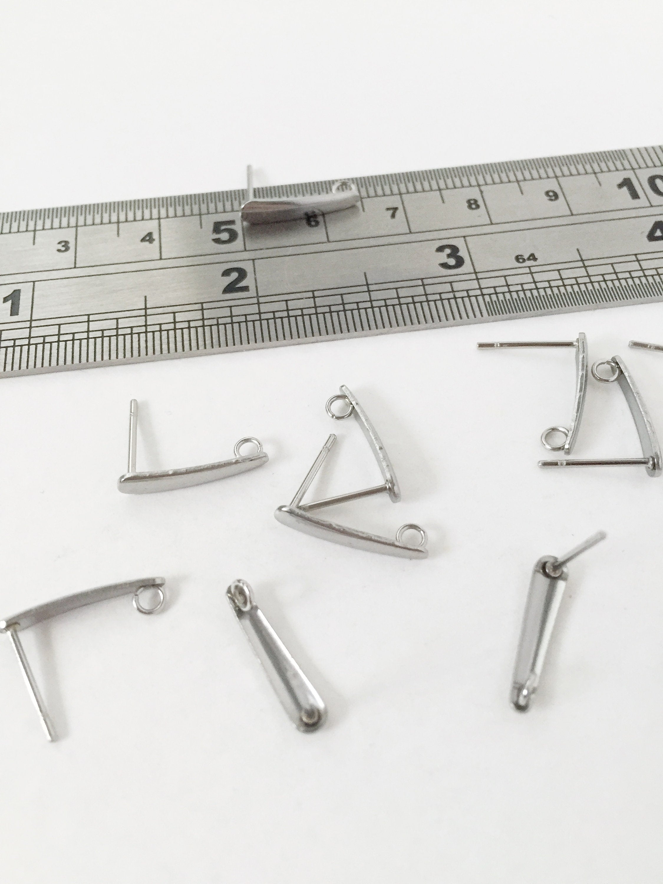 2 pairs x Stainless Steel Earring Studs Blanks with Loops (1035)