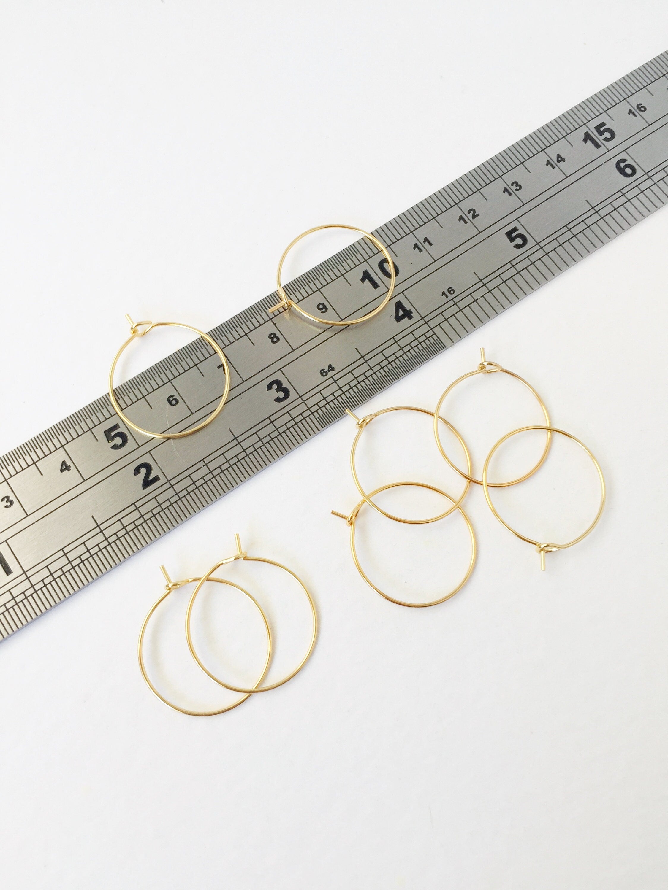 5 pairs x Gold Plated Stainless Steel Hoop Earring Wire, 15mm (3112)
