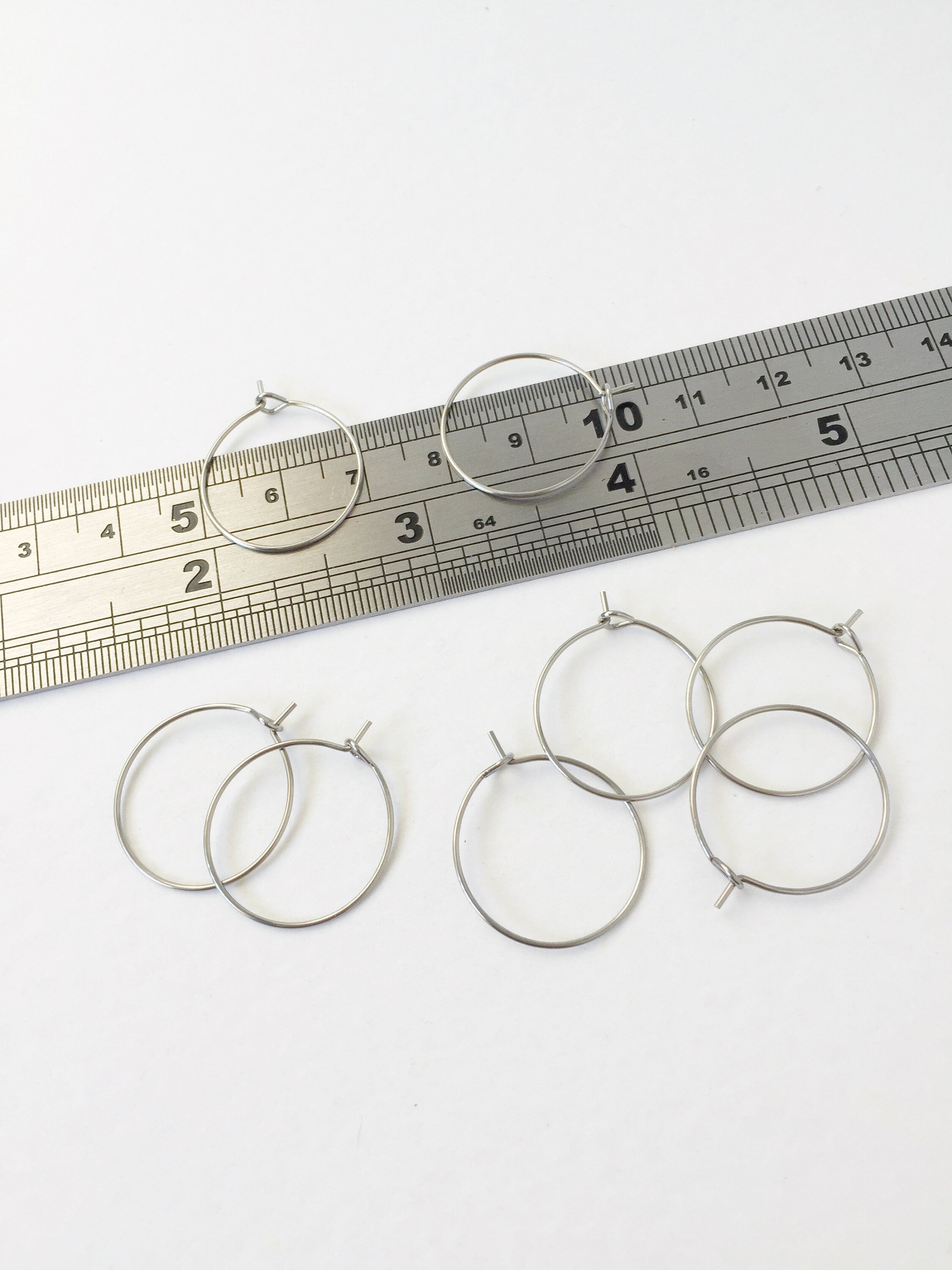10 pairs x Stainless Steel Hoops Beadable Earring Wire, 15mm (3115)