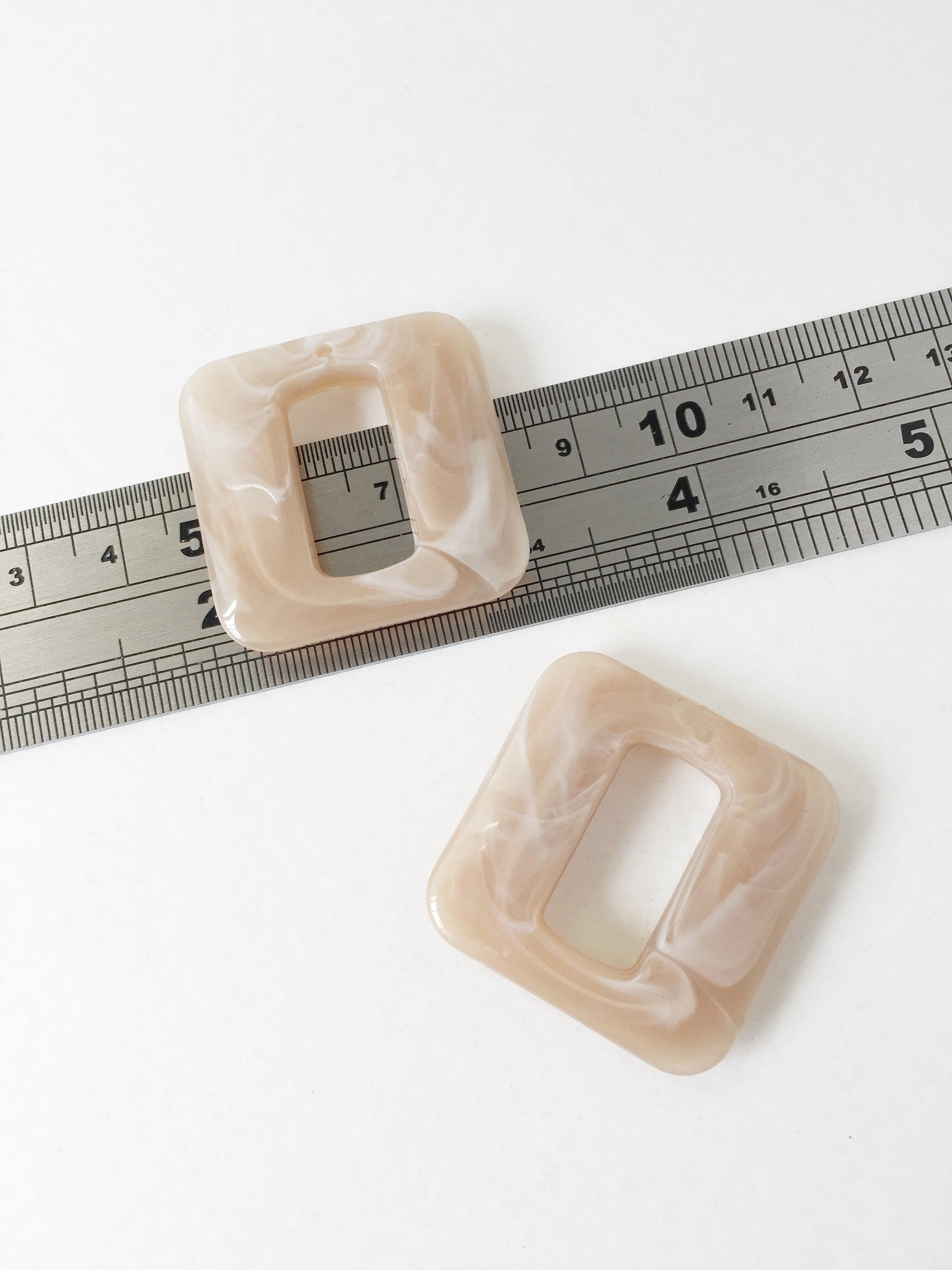 2 x Marble Effect Open Square Acrylic Pendants, 32mm (1541)