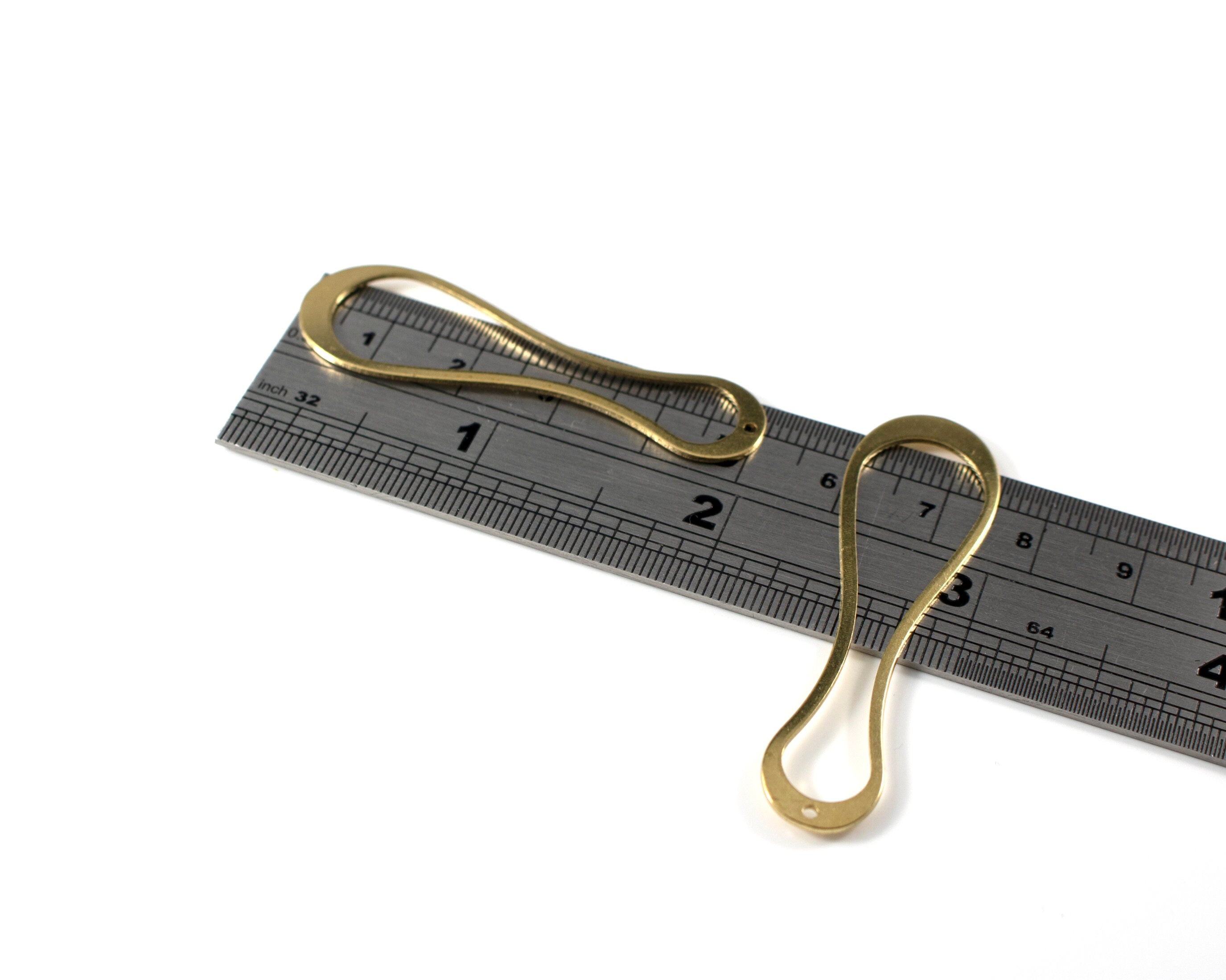 6 x Raw Brass Open Geometric Pendant, 50x15mm (C0019)