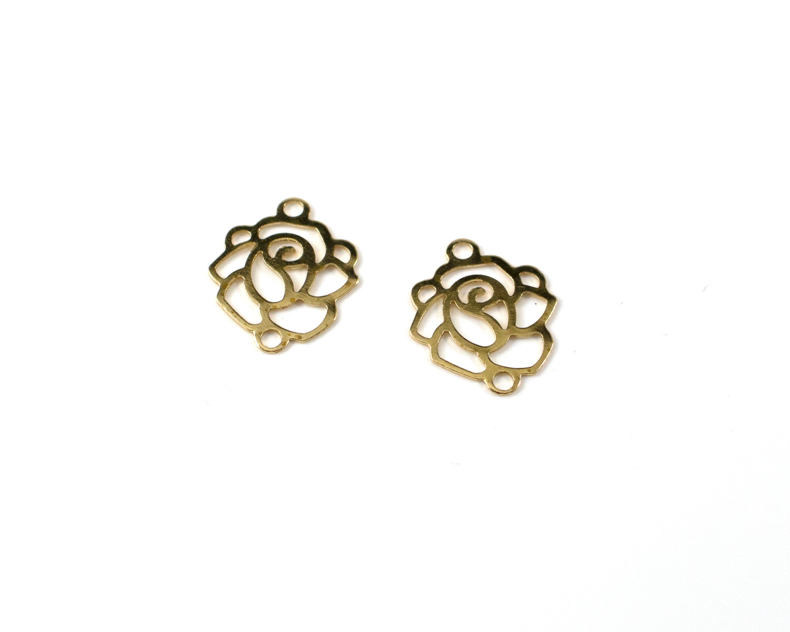 10 x Raw Brass Flower Filigree Link, 16x13mm (C0102)