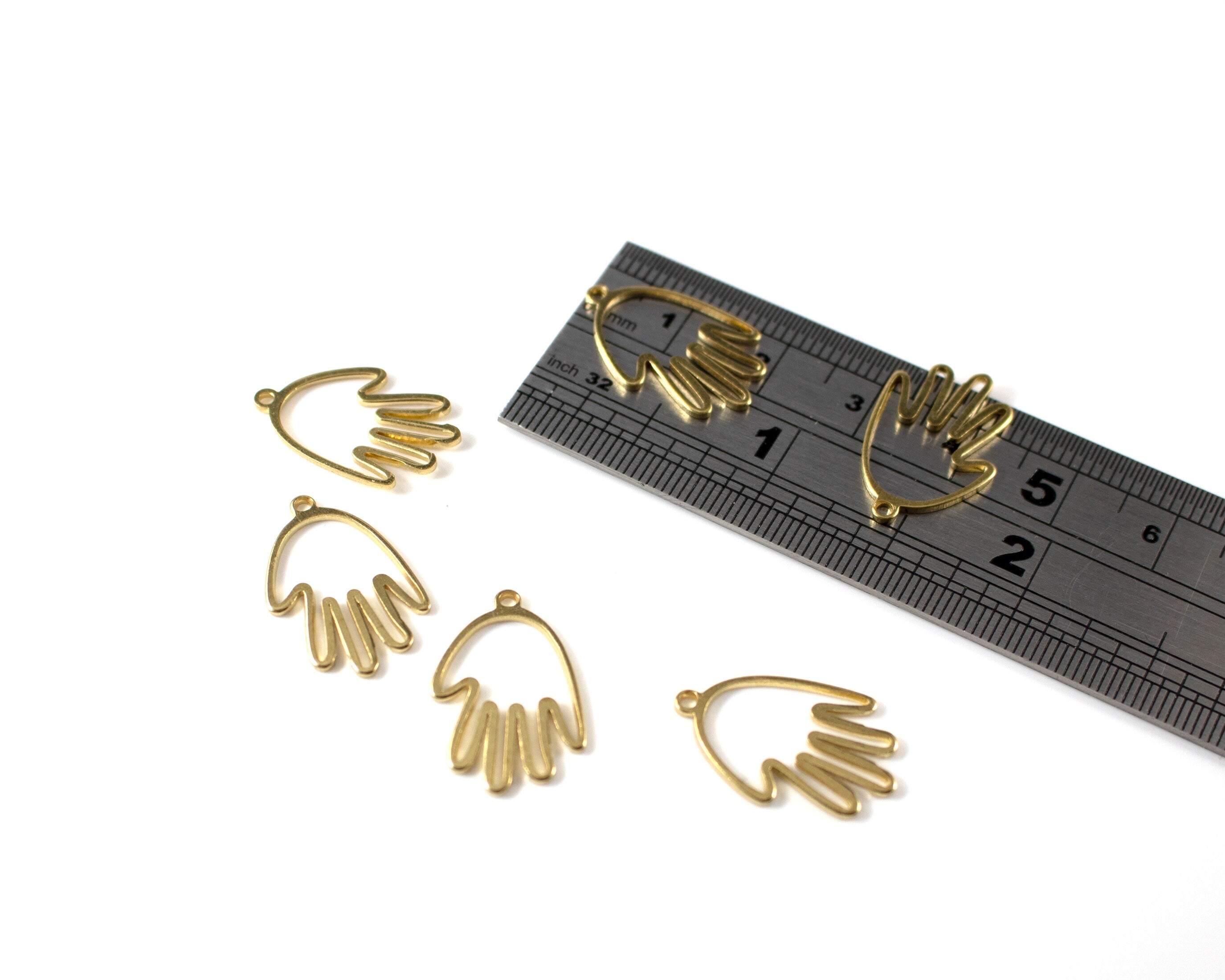 10 x Raw Brass Hand Outline Brass Charms, 21x14mm (C0116)