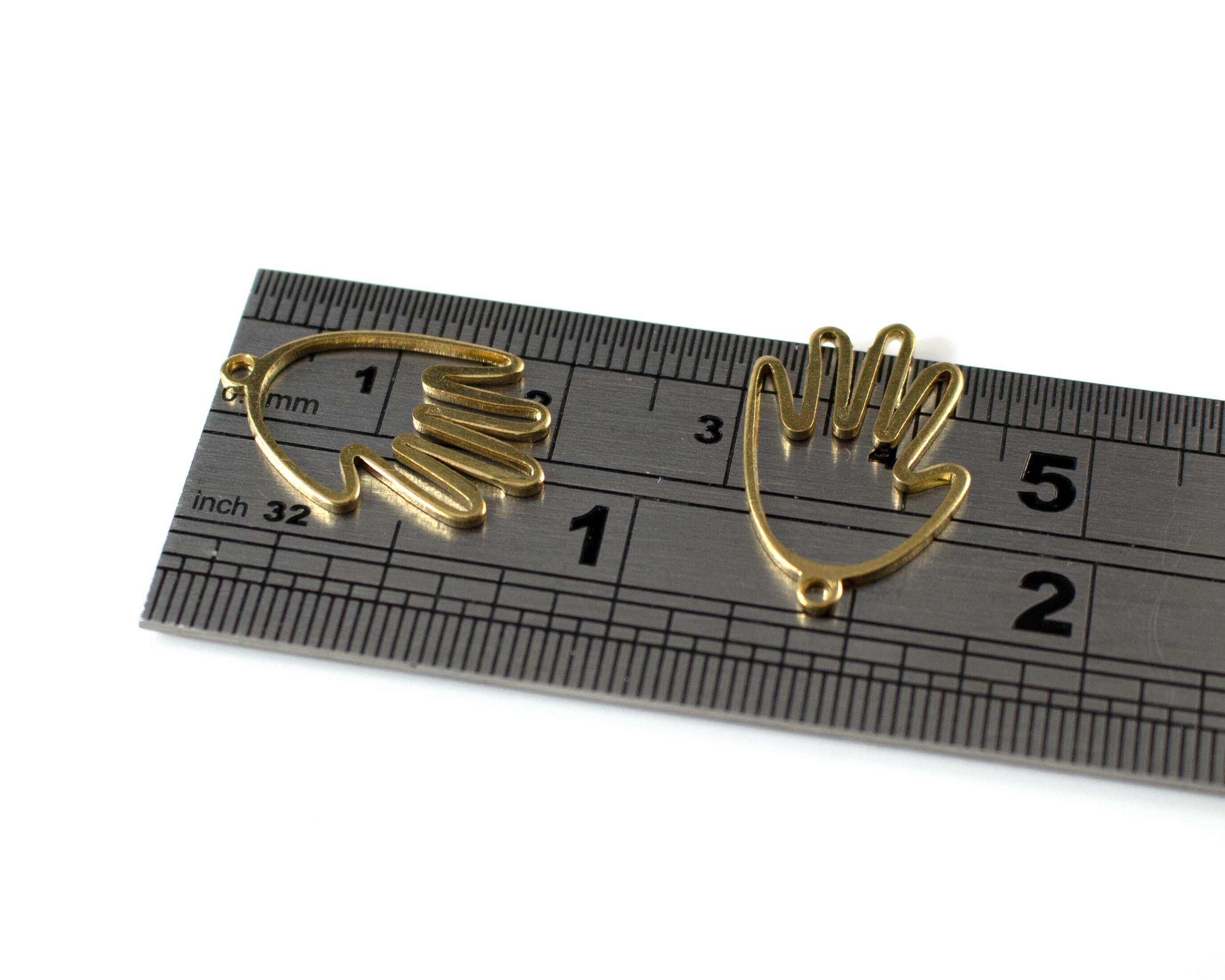 10 x Raw Brass Hand Outline Brass Charms, 21x14mm (C0116)