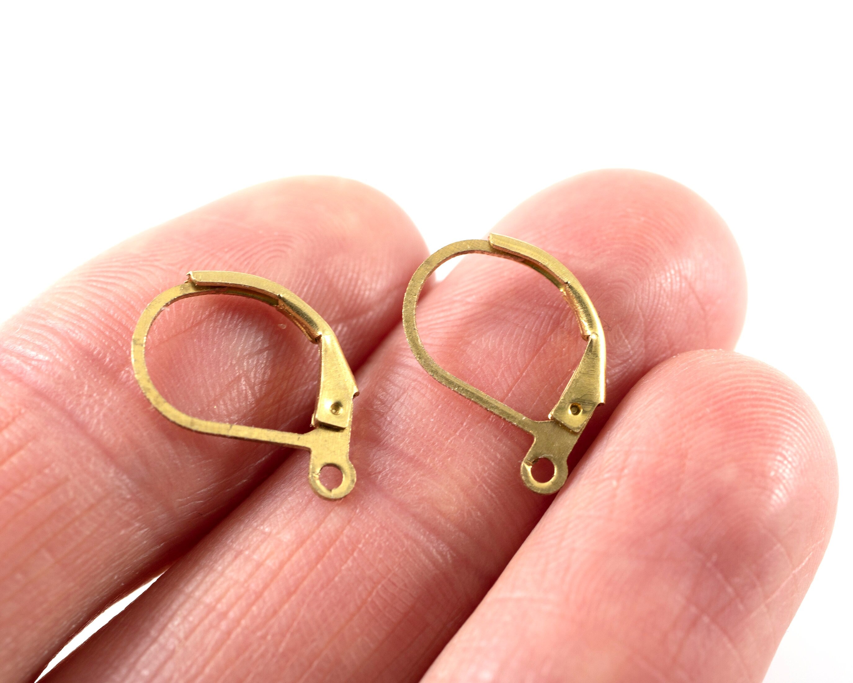 1 pair x Raw Brass Leverback Earring Clasps, 16x10mm (C0427)